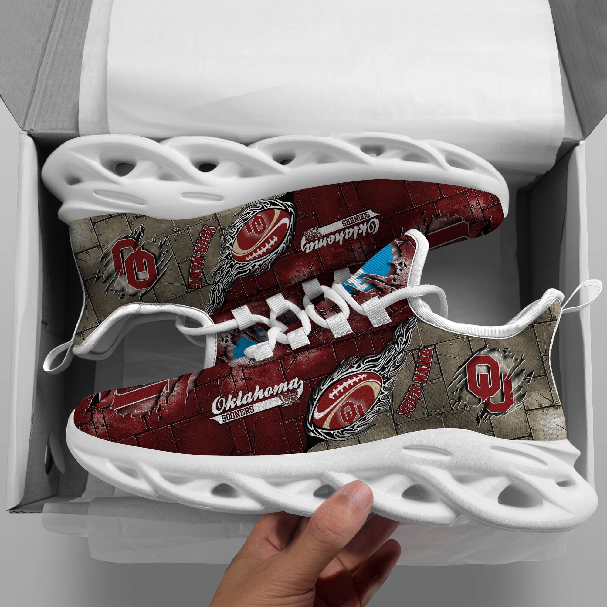 Oklahoma Sooners Black Max Soul Shoes 2026 Versions, White Max Soul Shoes Custom Your Name PH879