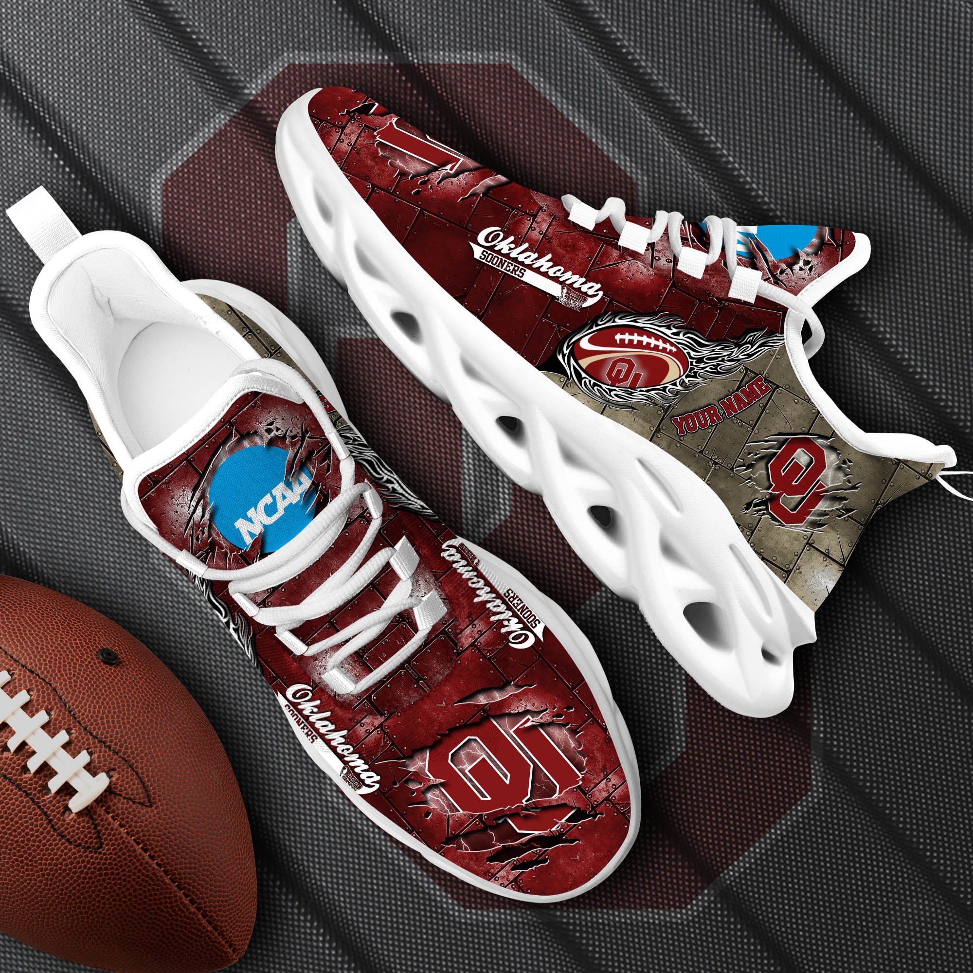 Oklahoma Sooners Black Max Soul Shoes 2026 Versions, White Max Soul Shoes Custom Your Name PH879