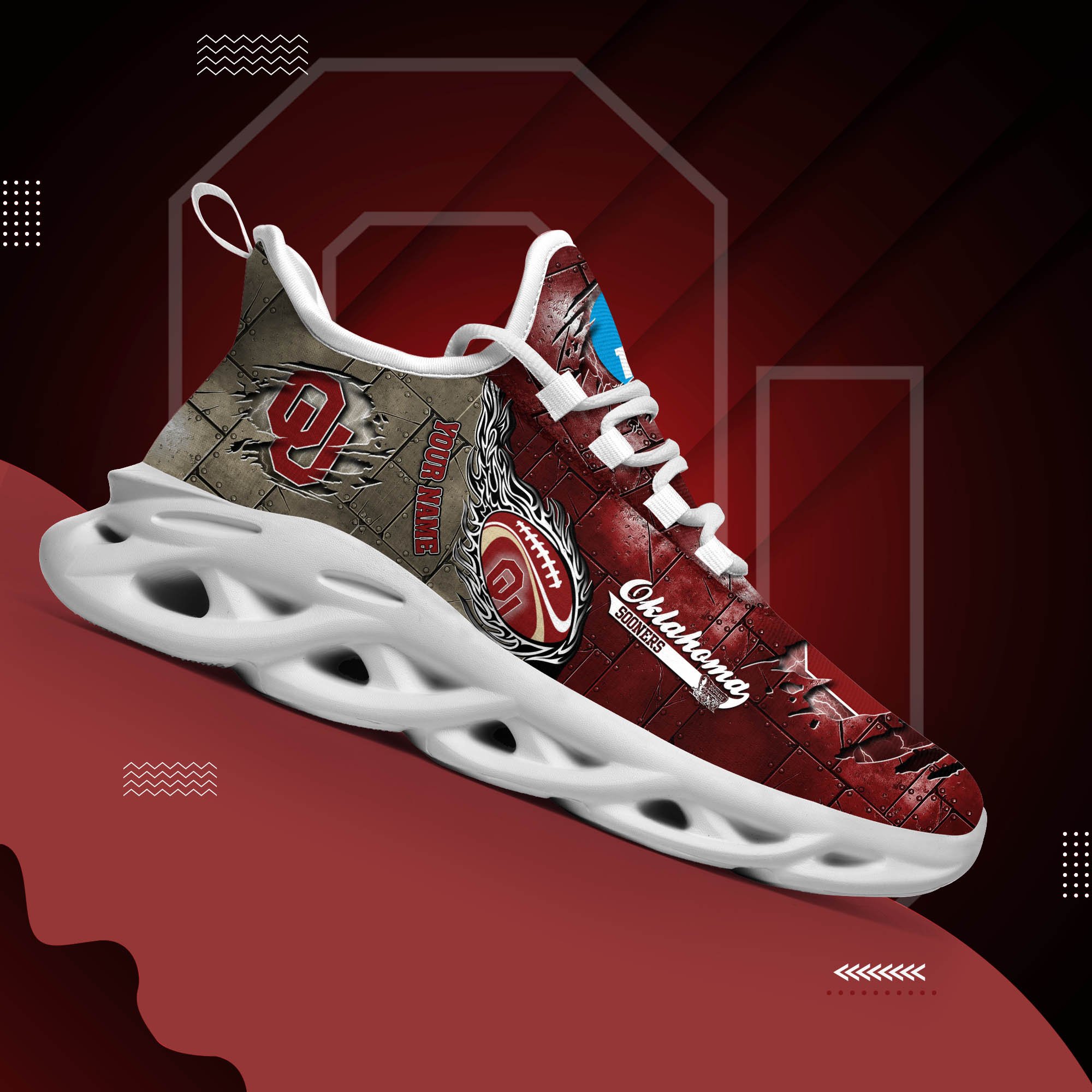 Oklahoma Sooners Black Max Soul Shoes 2026 Versions, White Max Soul Shoes Custom Your Name PH879