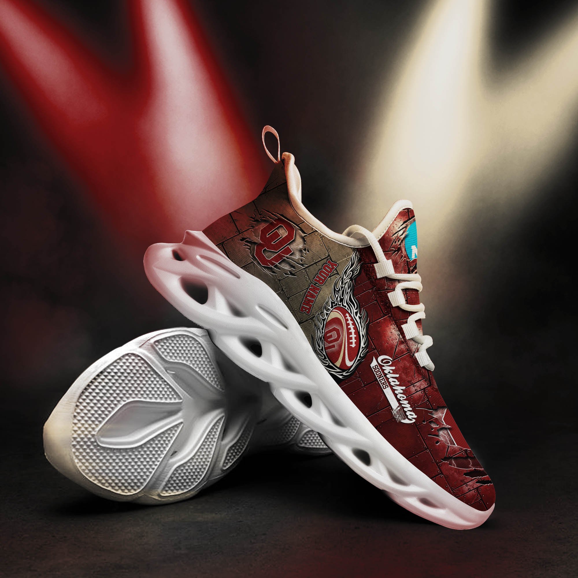 Oklahoma Sooners Black Max Soul Shoes 2026 Versions, White Max Soul Shoes Custom Your Name PH879