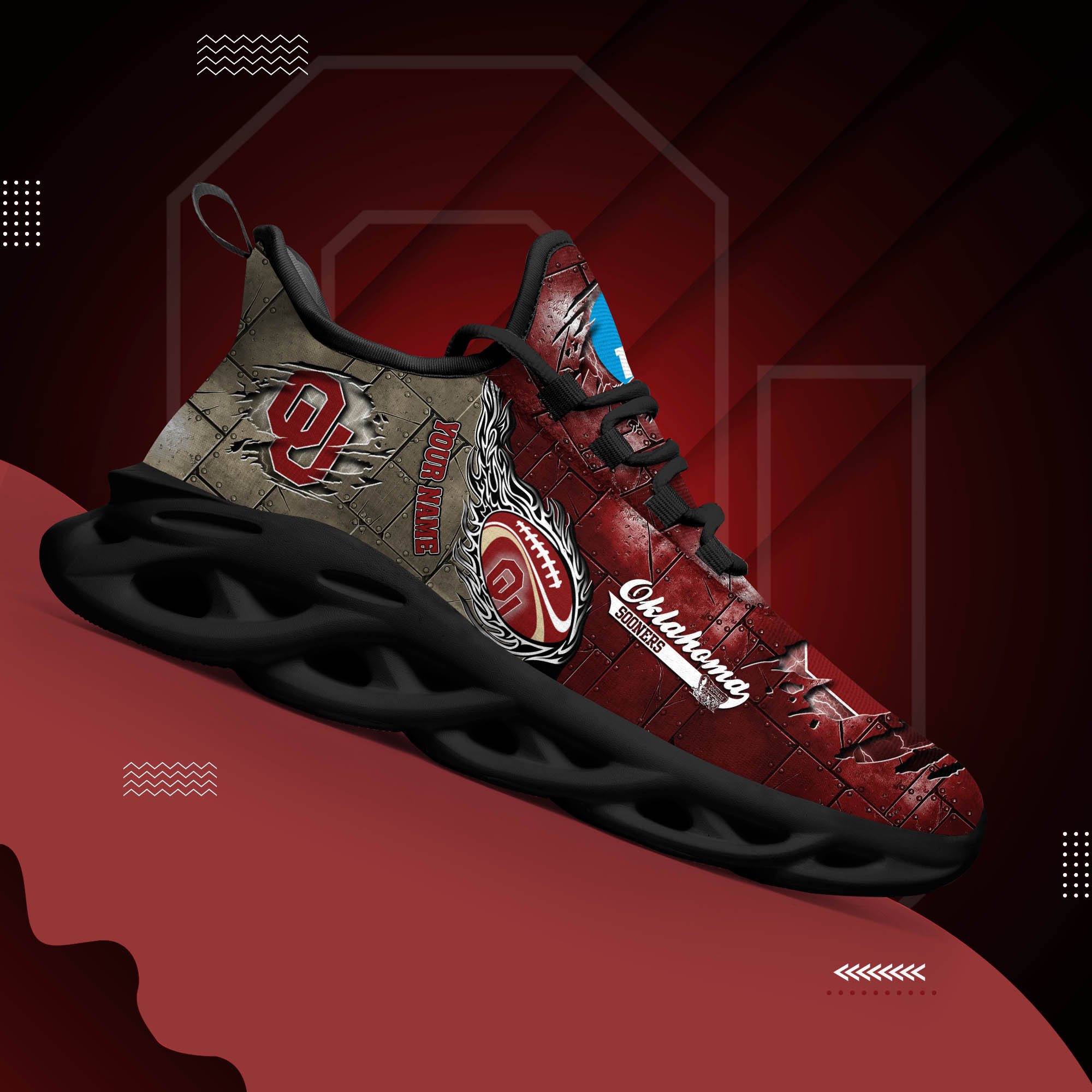 Oklahoma Sooners Black Max Soul Shoes 2026 Versions, White Max Soul Shoes Custom Your Name PH879