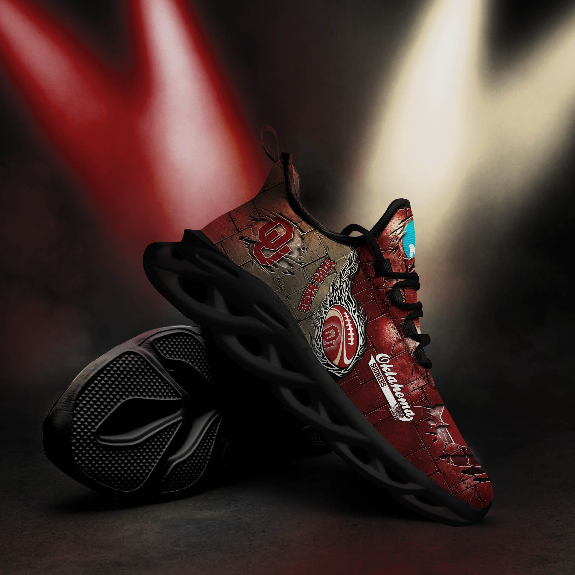 Oklahoma Sooners Black Max Soul Shoes 2026 Versions, White Max Soul Shoes Custom Your Name PH879