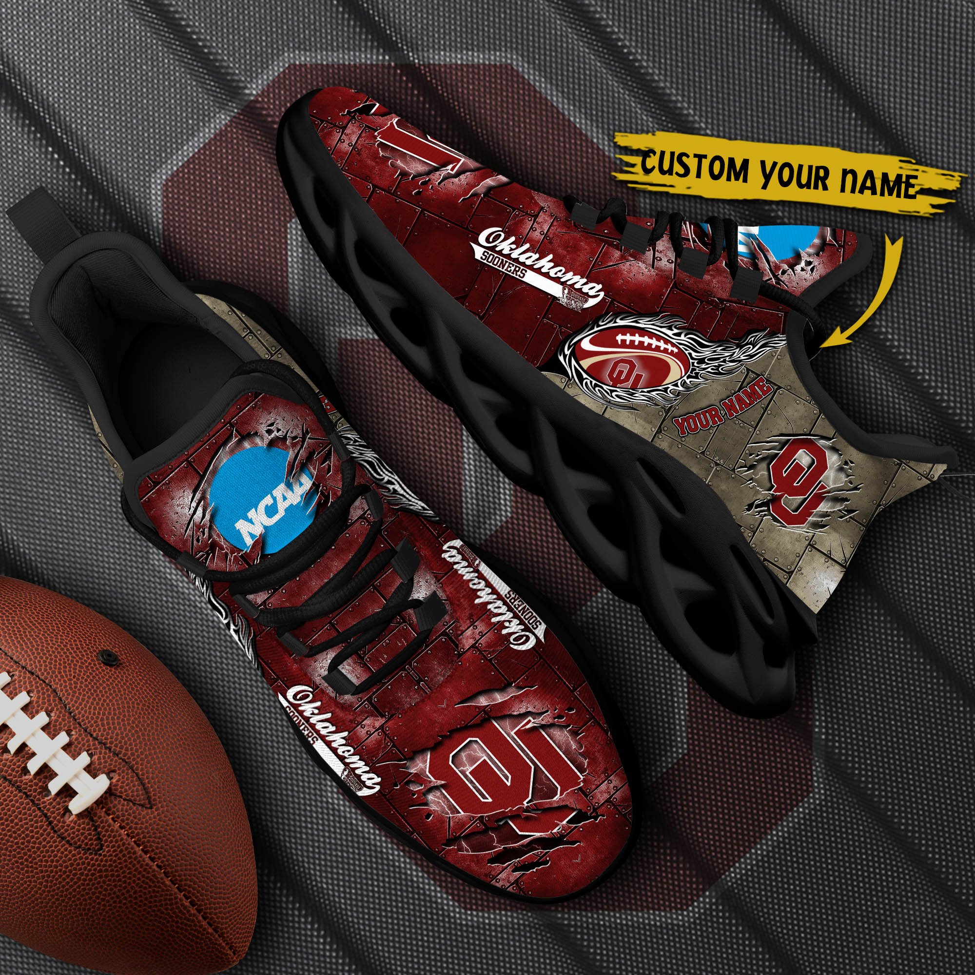 Oklahoma Sooners Black Max Soul Shoes 2026 Versions, White Max Soul Shoes Custom Your Name PH879