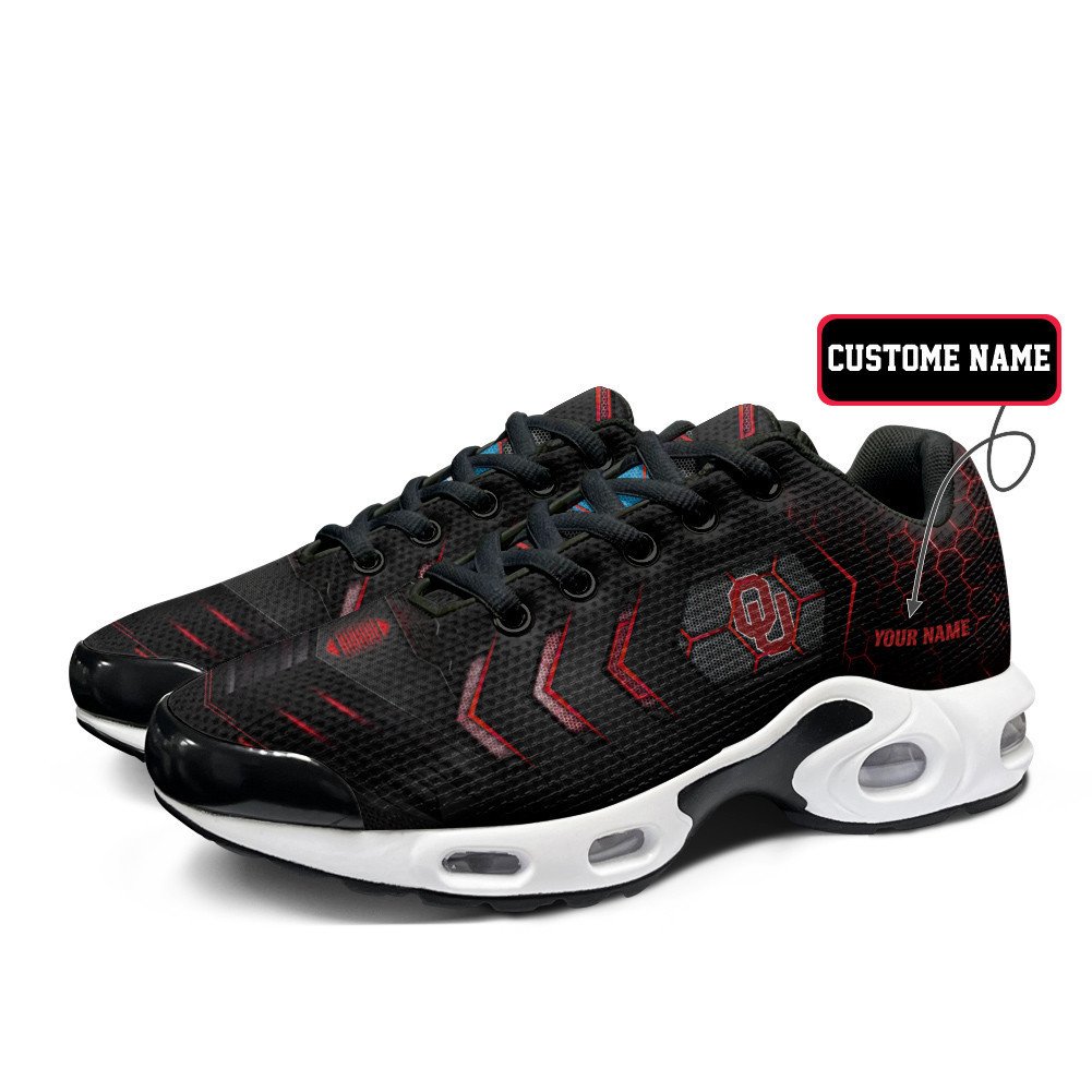 Oklahoma Sooners Personalized Name Team Colors Arrow Line Beehive Pattern TN Shoes Air Cushion Sneakers