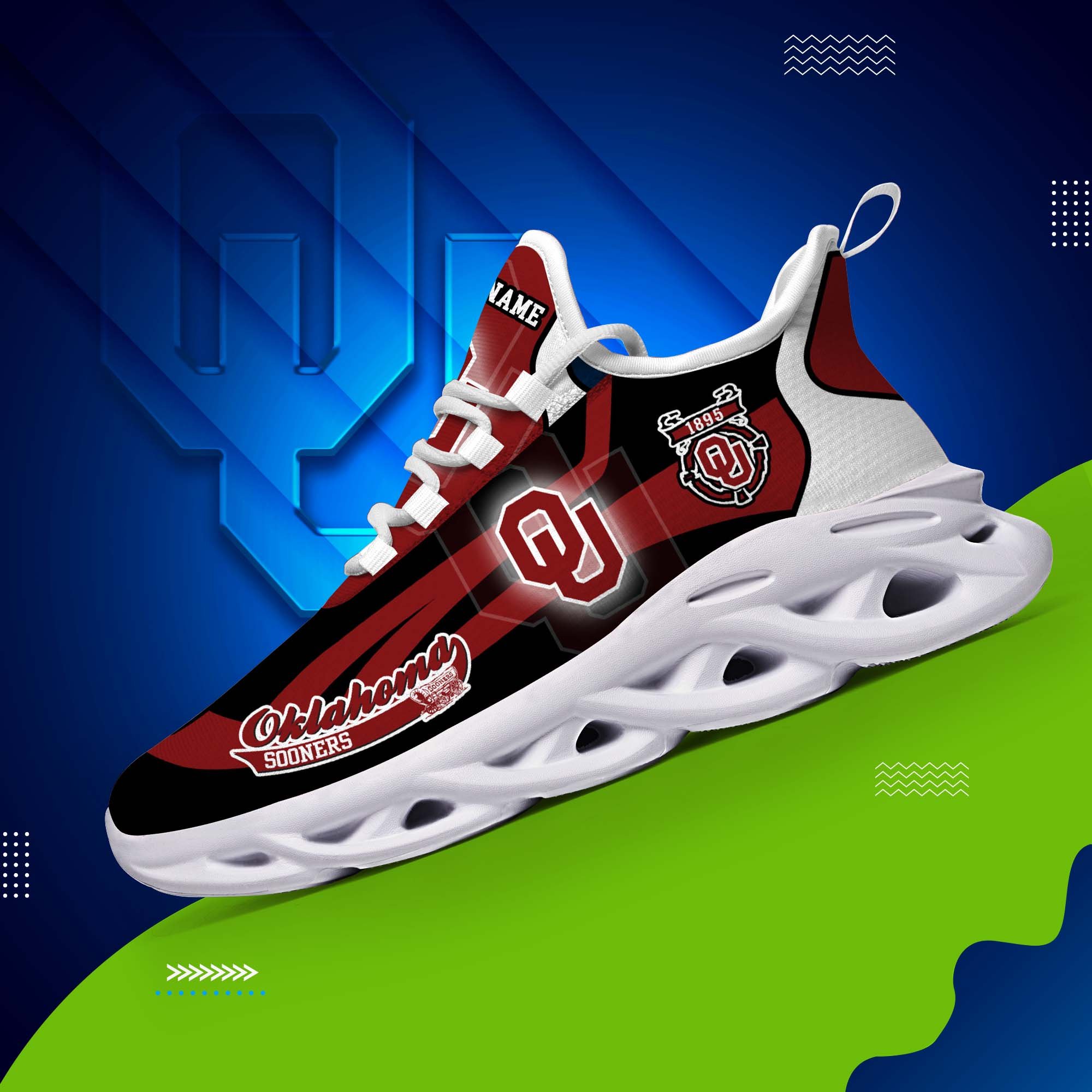 Oklahoma Sooners White C Sneakers 2026 Version Personalized Your Name 090