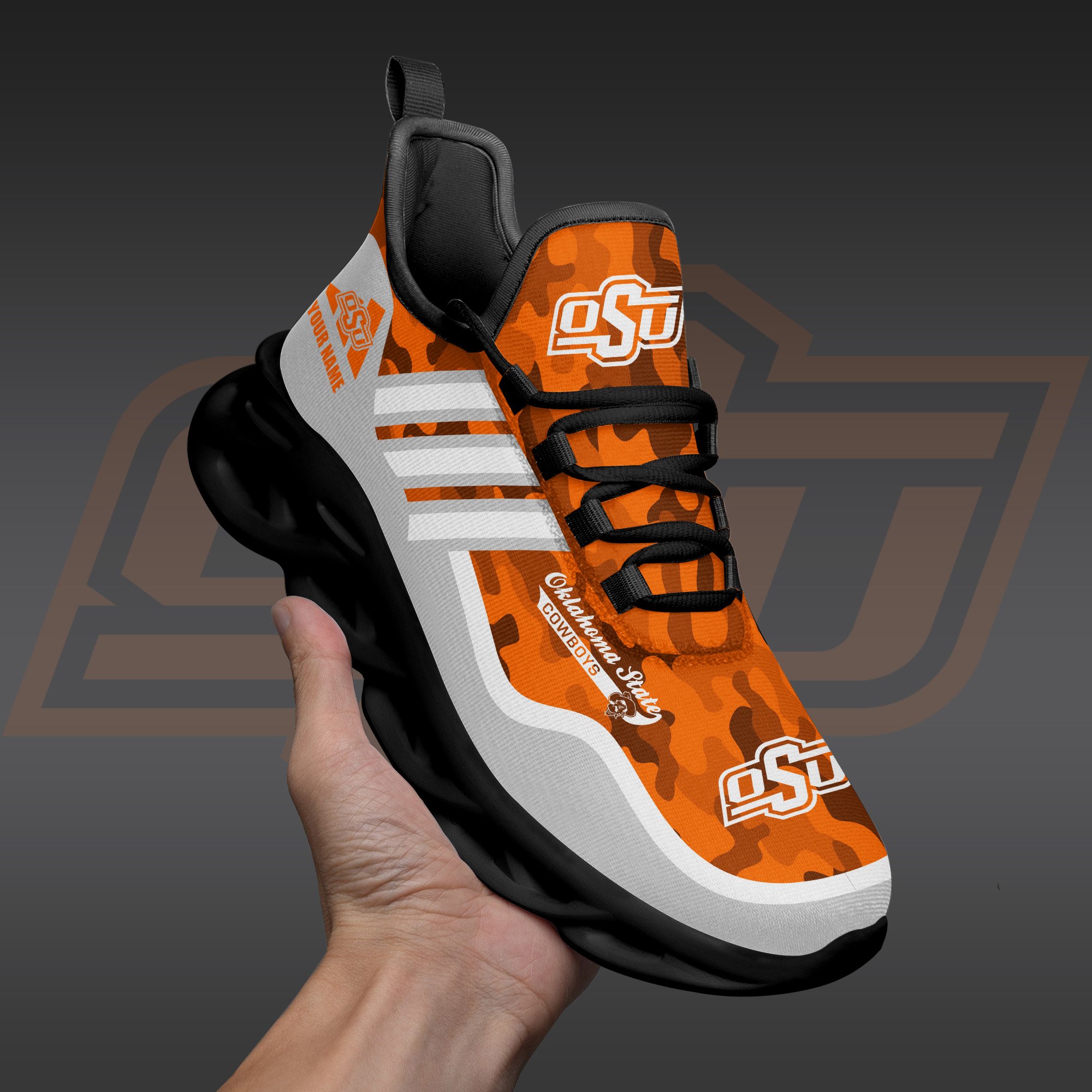 Oklahoma State Cowboys Black Max Soul Shoes 2026 Versions Custom Name 466