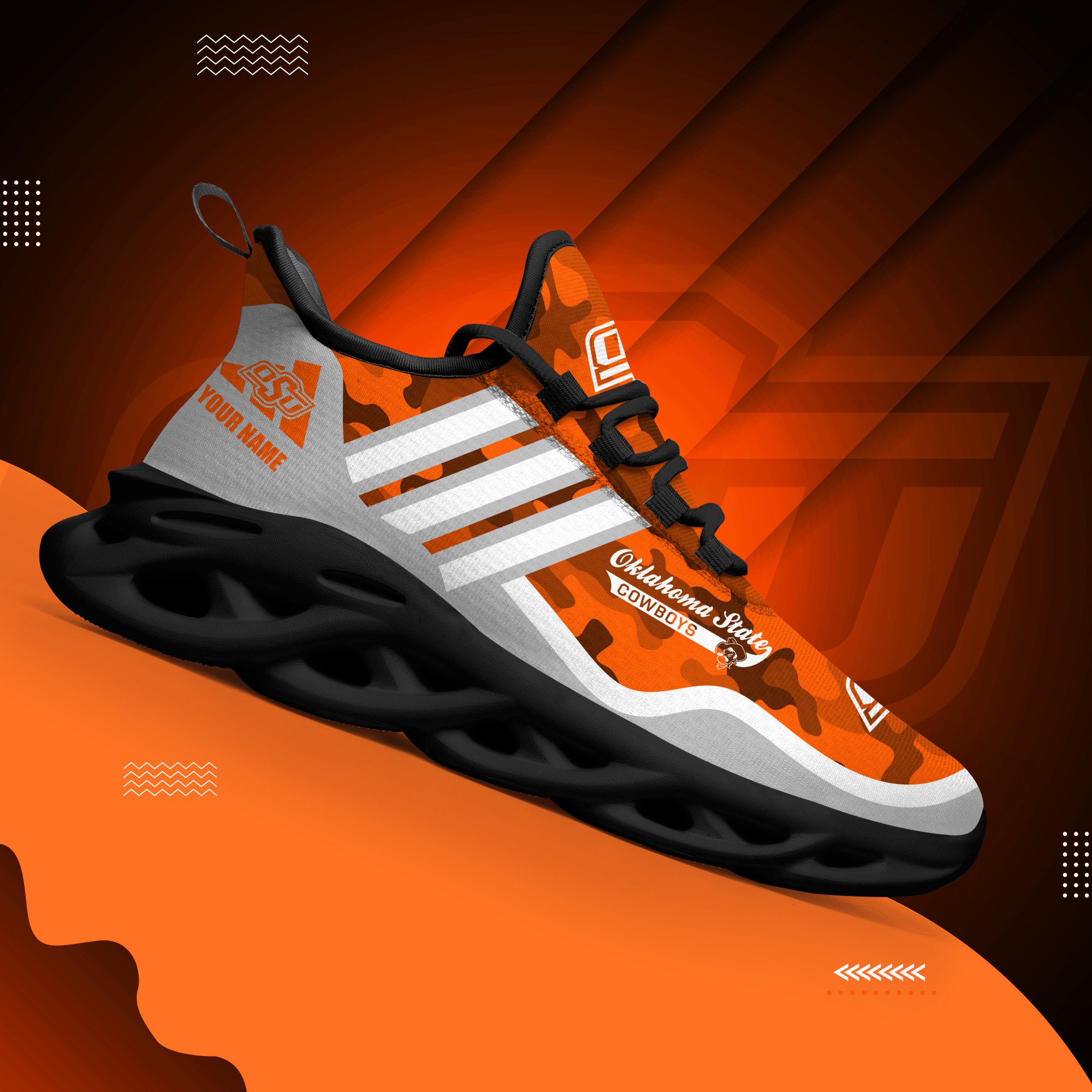 Oklahoma State Cowboys Black Max Soul Shoes 2026 Versions Custom Name 466