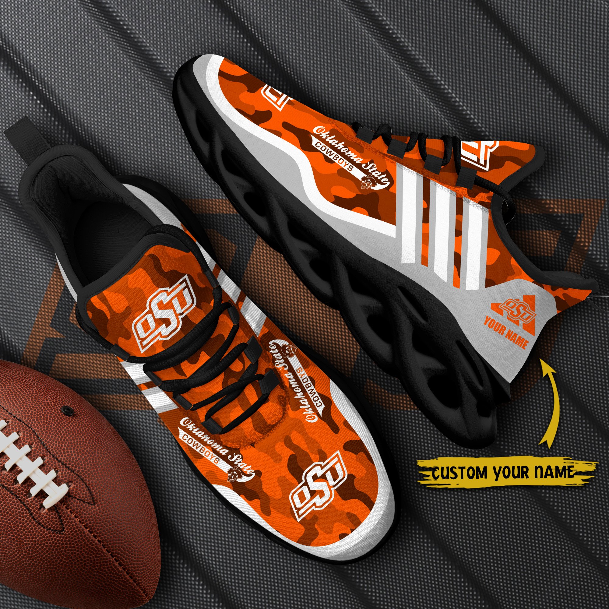 Oklahoma State Cowboys Black Max Soul Shoes 2026 Versions Custom Name 466