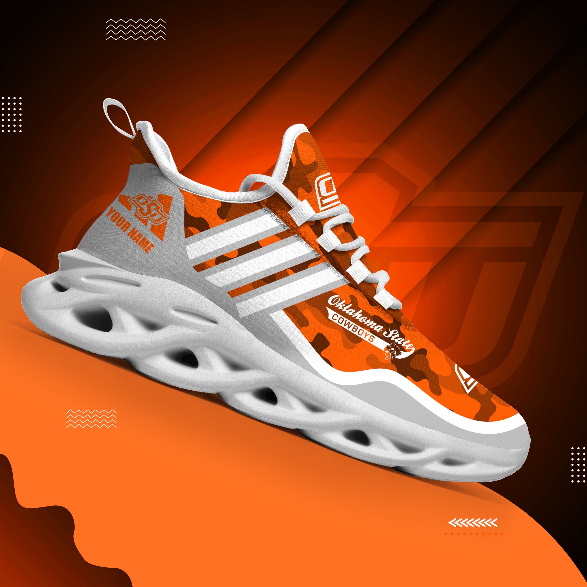 Oklahoma State Cowboys Black Max Soul Shoes 2026 Versions Custom Name 466