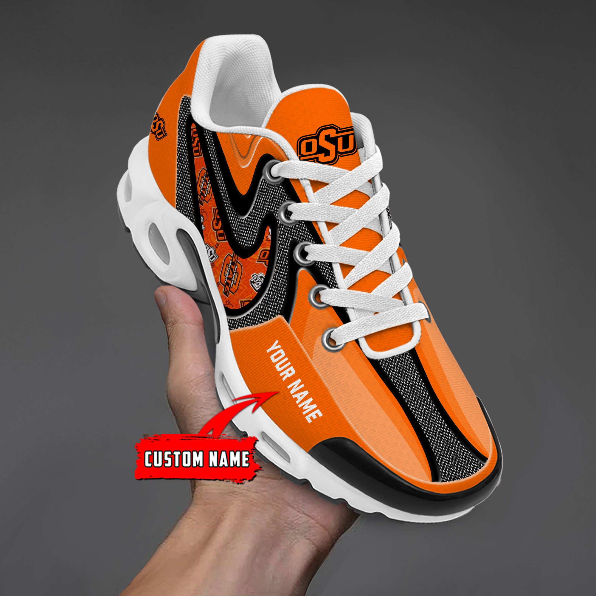 Oklahoma State Cowboys Personalized Name Team Checkmark Logo Mix Colors Stitch Line TN Air Max Shoes Air Cushion Sneakers