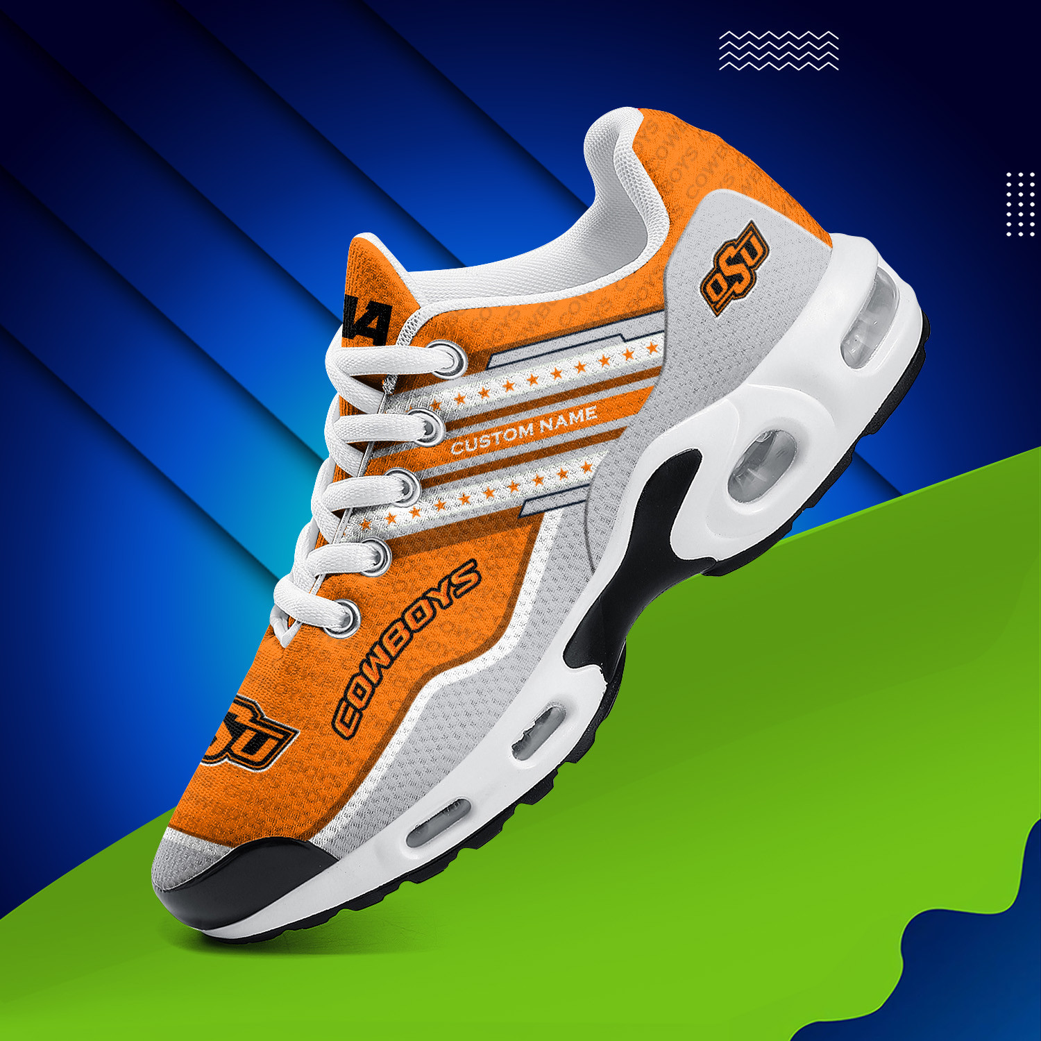 Oklahoma State Cowboys Personalized Name Team Logo Mix Colors Star Line TN Air Max Shoes Air Cushion Sneakers