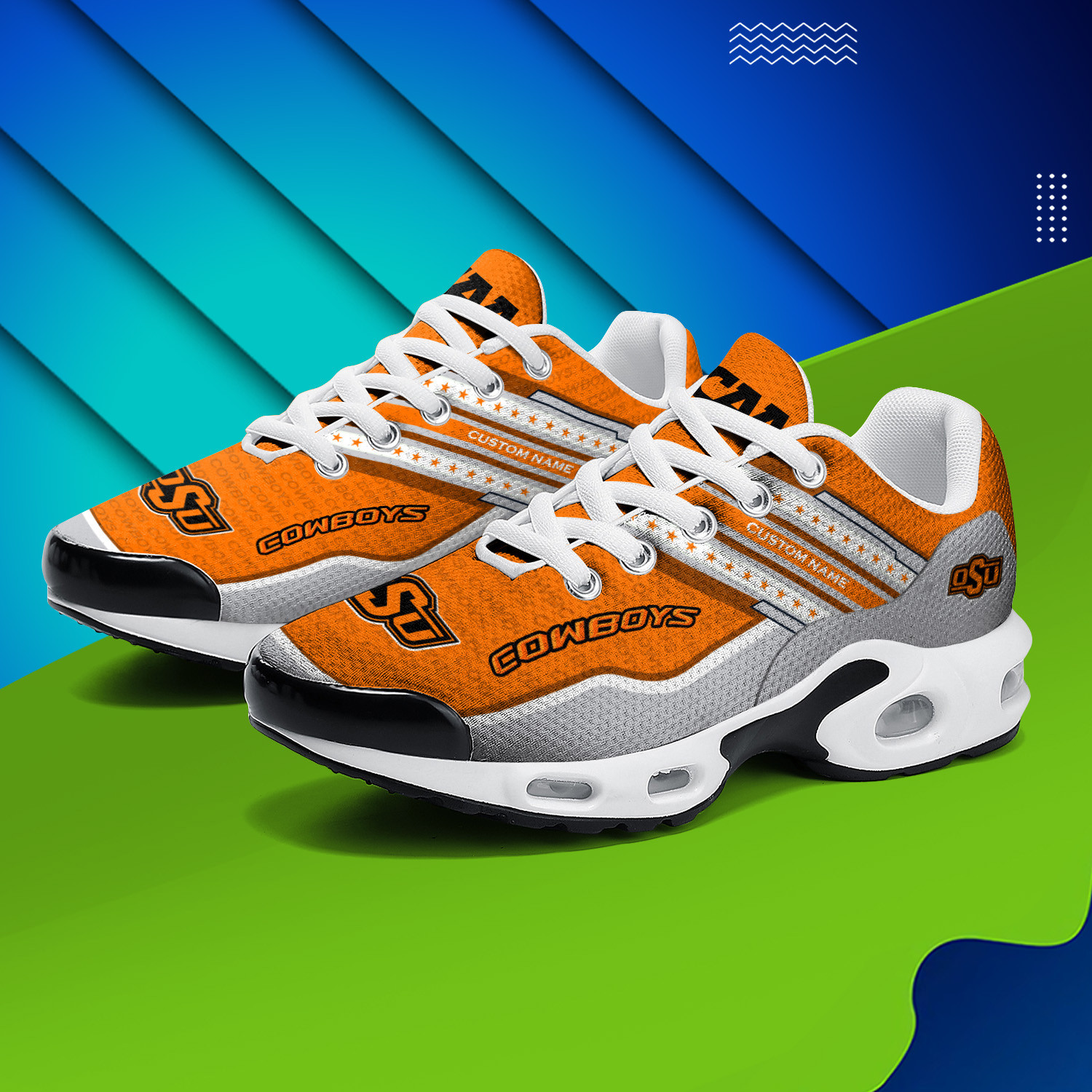 Oklahoma State Cowboys Personalized Name Team Logo Mix Colors Star Line TN Air Max Shoes Air Cushion Sneakers