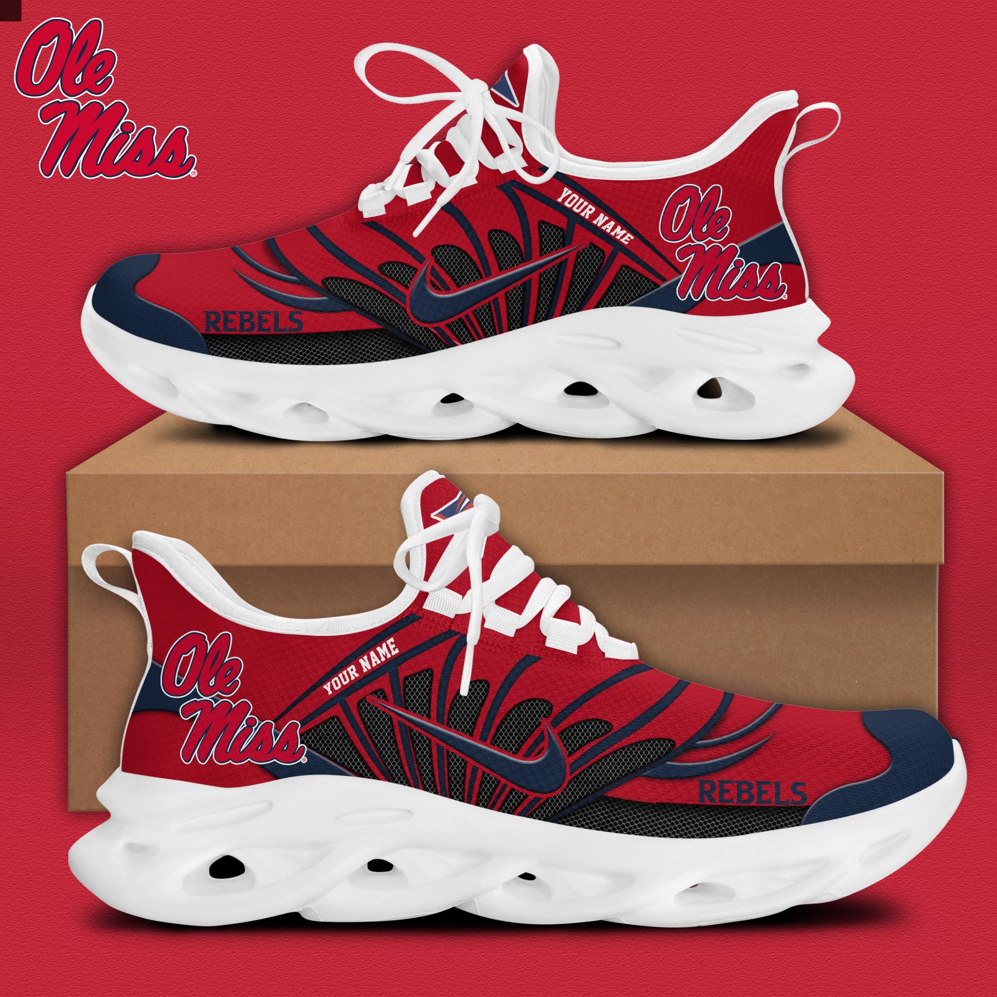 Ole Miss Football Personalized Max Soul Shoes