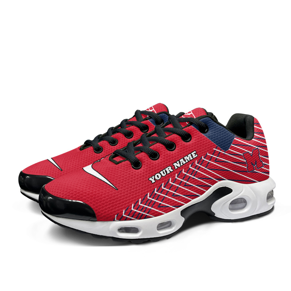 Ole Miss Personalized Name Team Colors Jagged Lines TN Air Max Shoes Air Cushion Sneakers