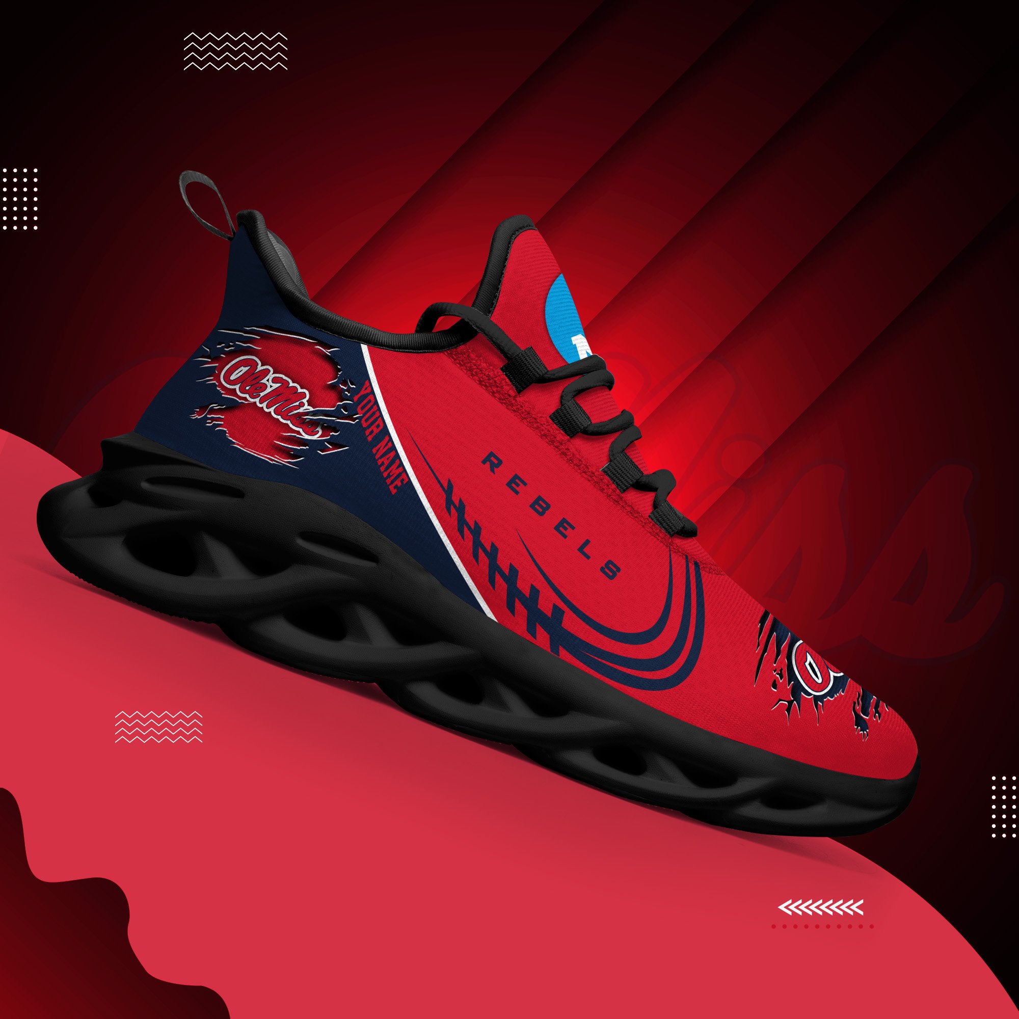 Ole Miss Rebels Black Max Soul Shoes 2026 Versions Custom Name 016