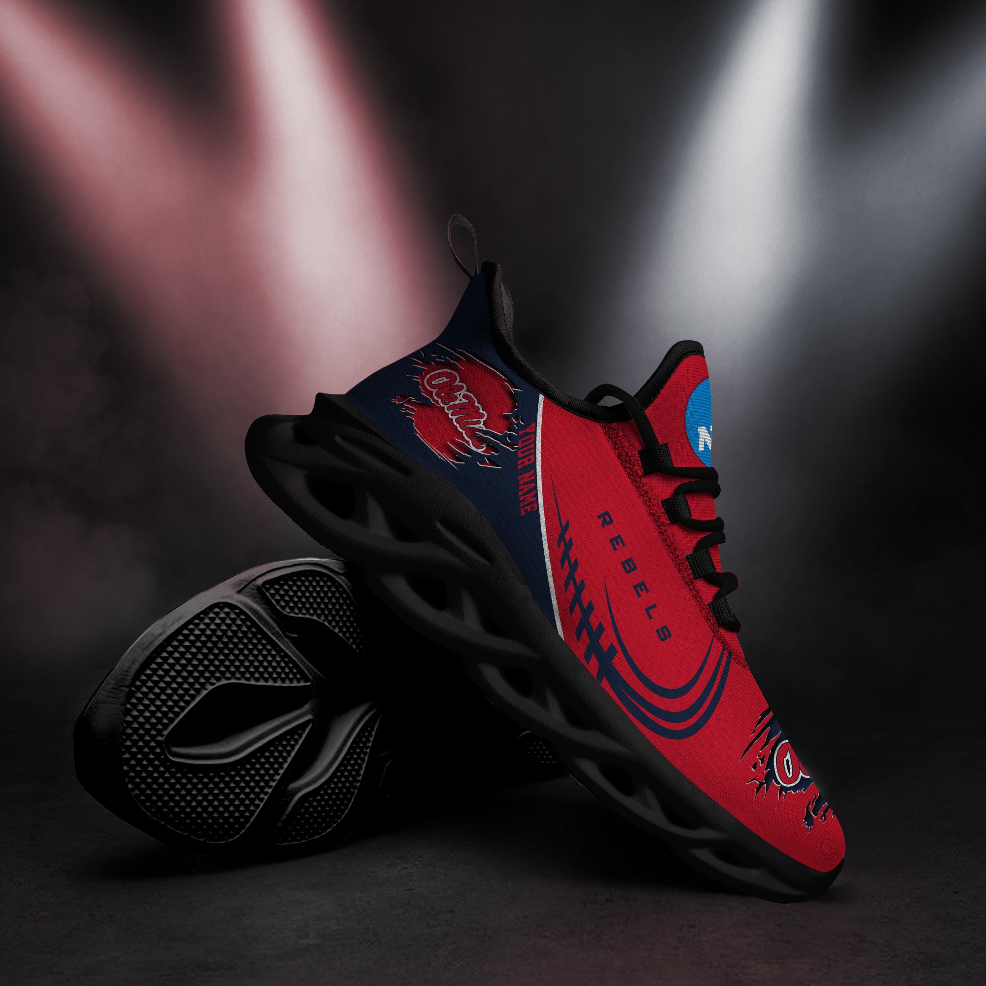 Ole Miss Rebels Black Max Soul Shoes 2026 Versions Custom Name 016