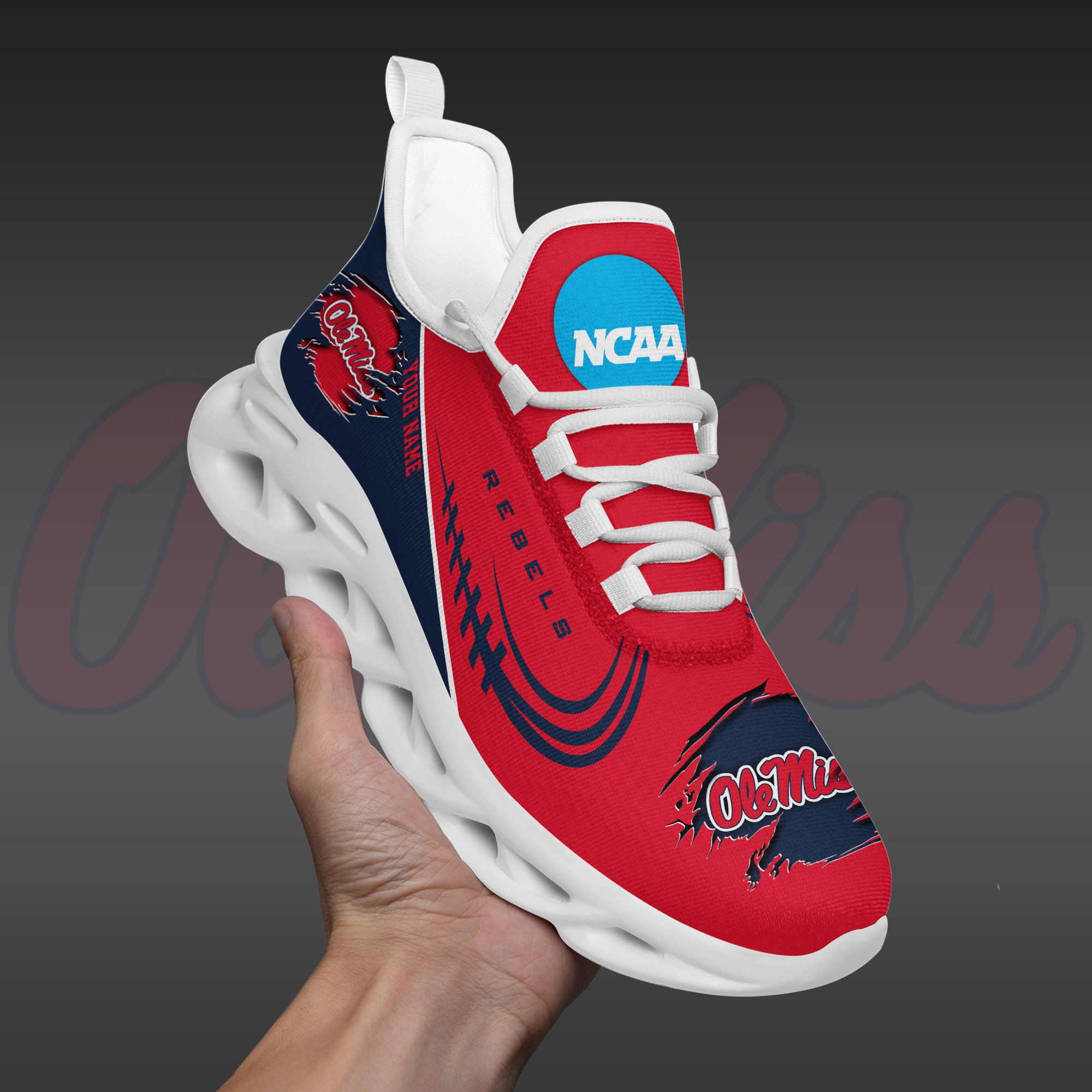Ole Miss Rebels Black Max Soul Shoes 2026 Versions Custom Name 016