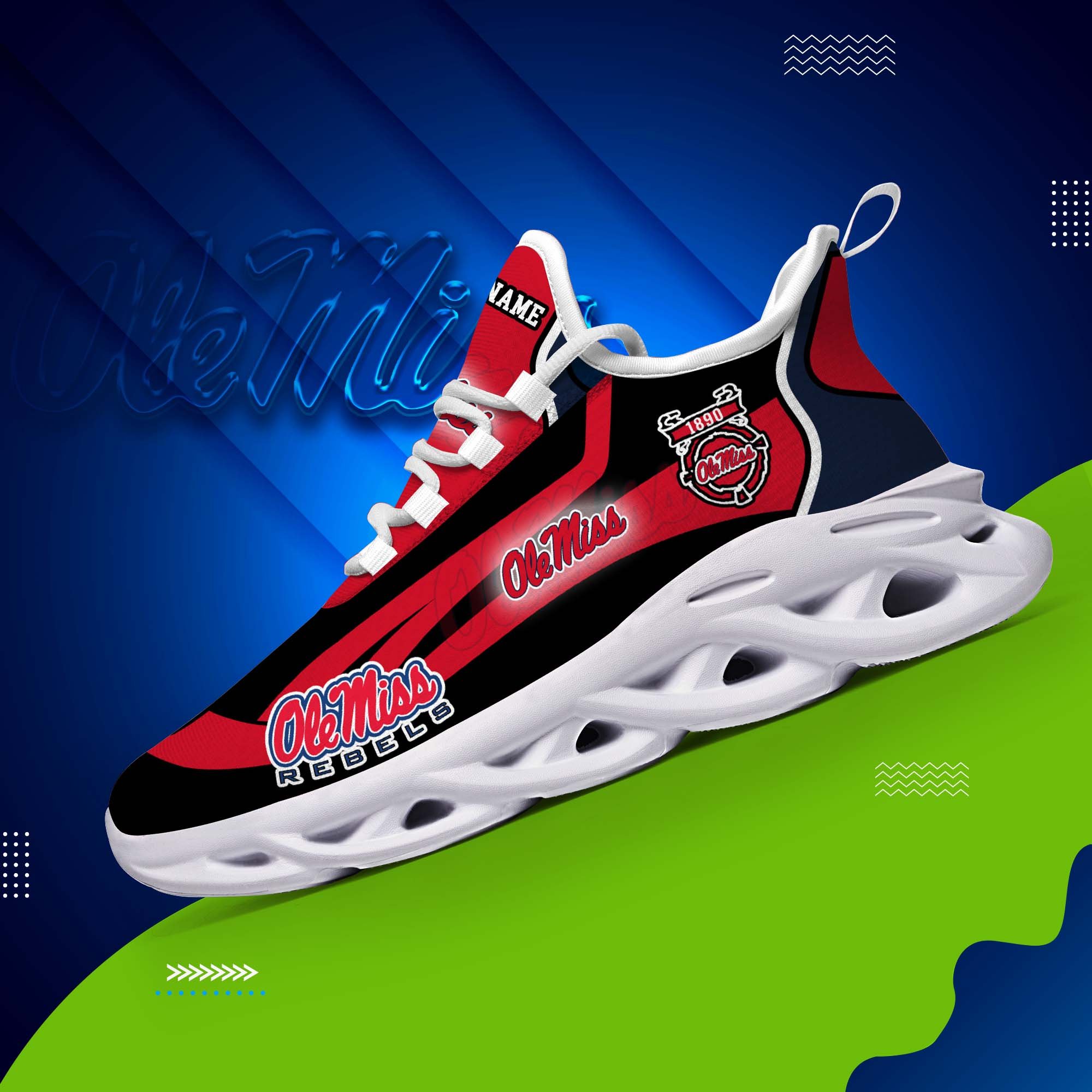 Ole Miss Rebels White C Sneakers 2026 Version Personalized Your Name 090