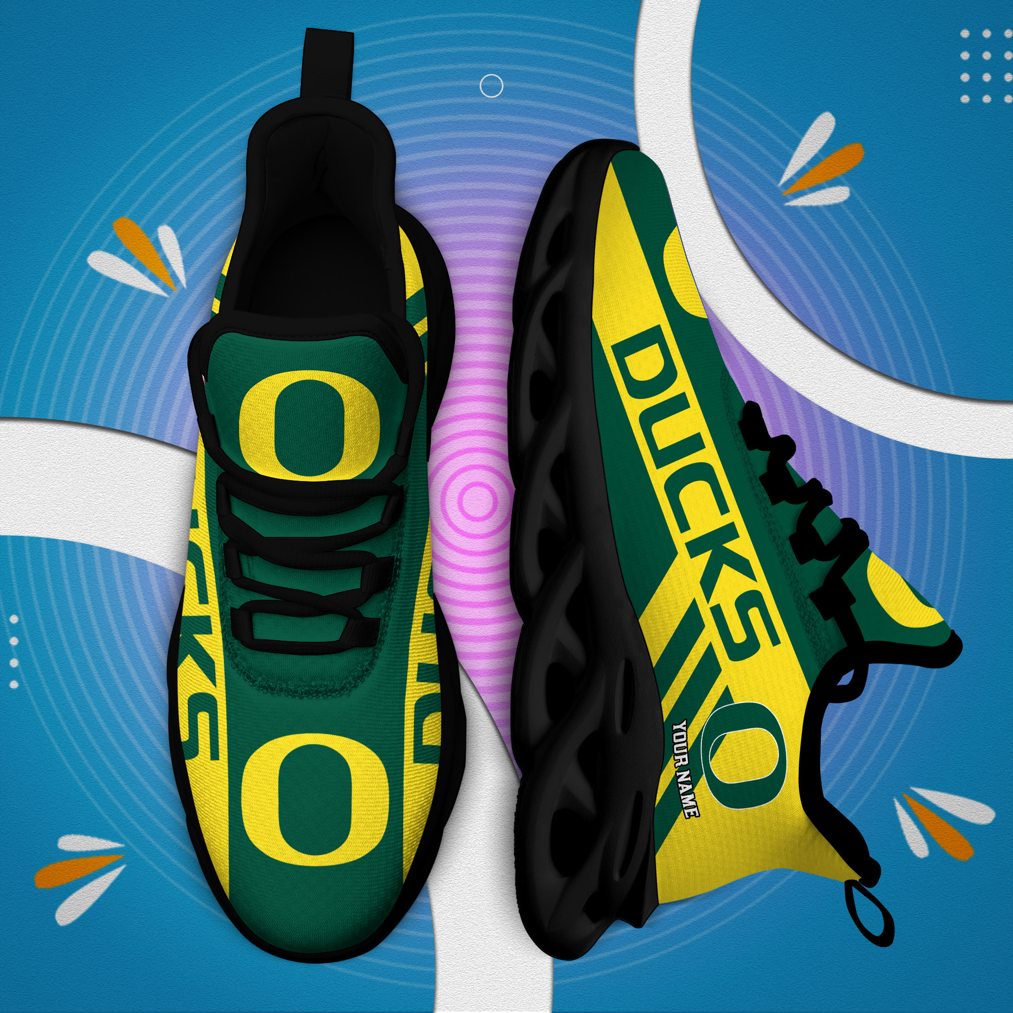 Oregon Ducks Custom Name PERSONALIZED MAX SOUL SHOES DS004