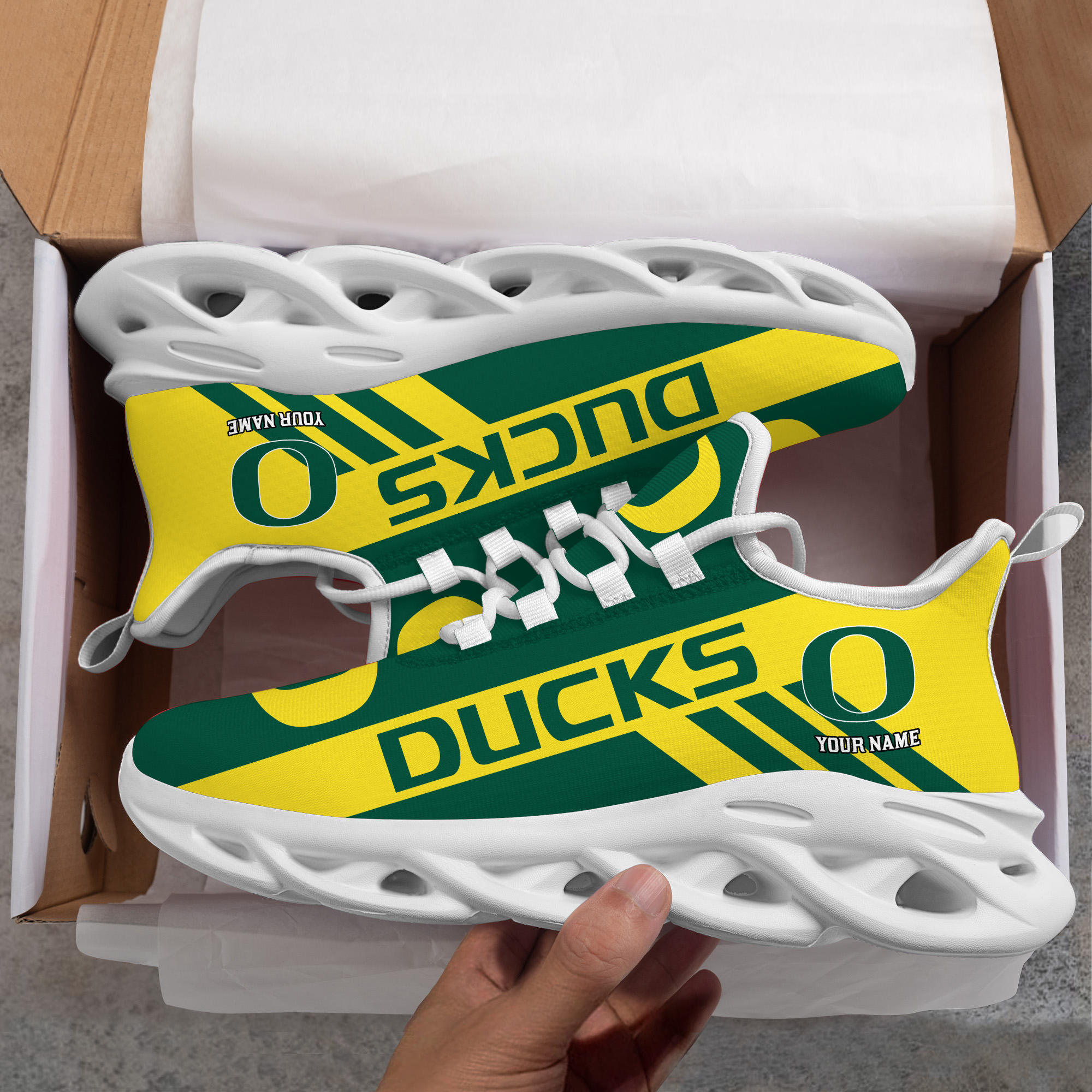 Oregon Ducks Custom Name PERSONALIZED MAX SOUL SHOES DS004
