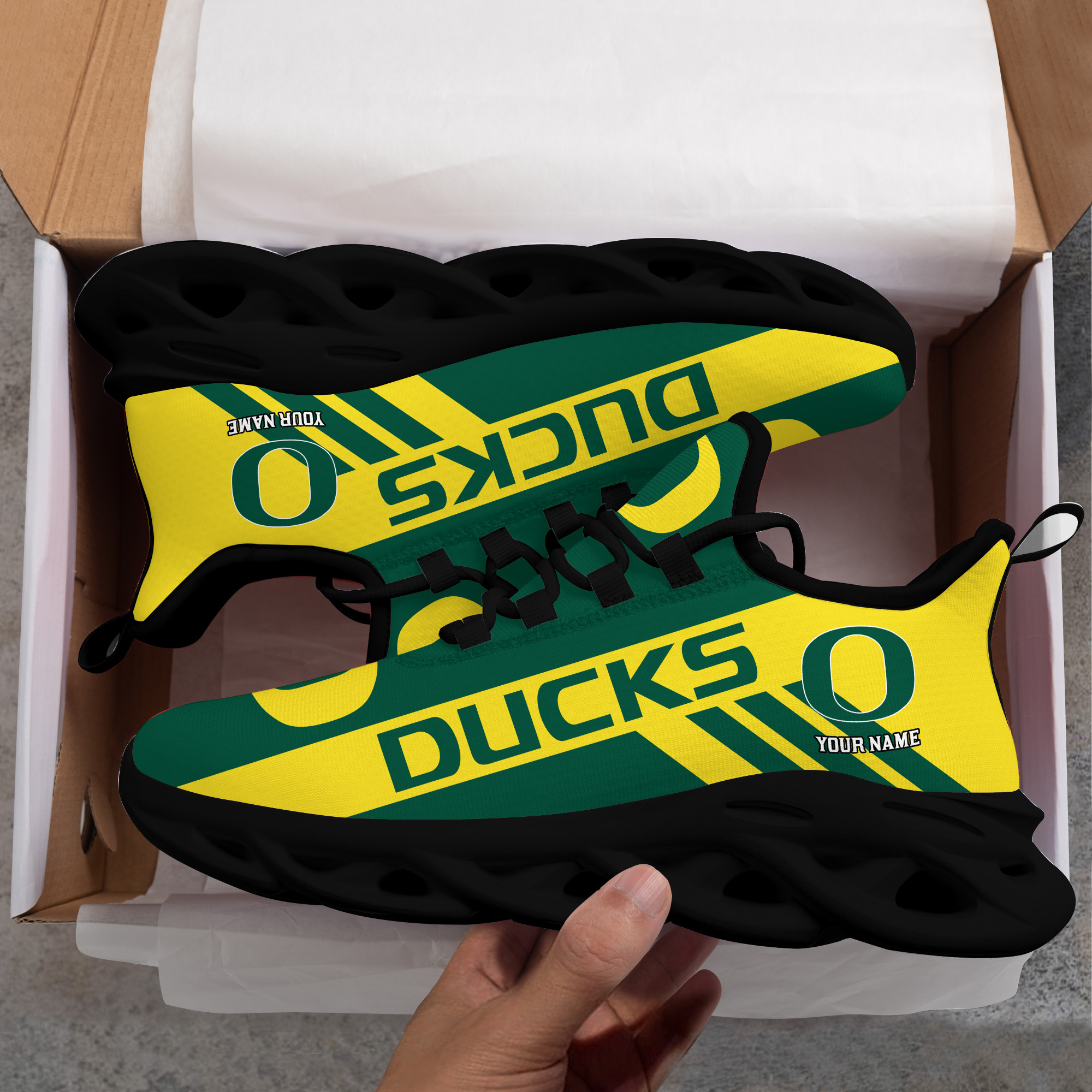 Oregon Ducks Custom Name PERSONALIZED MAX SOUL SHOES DS004