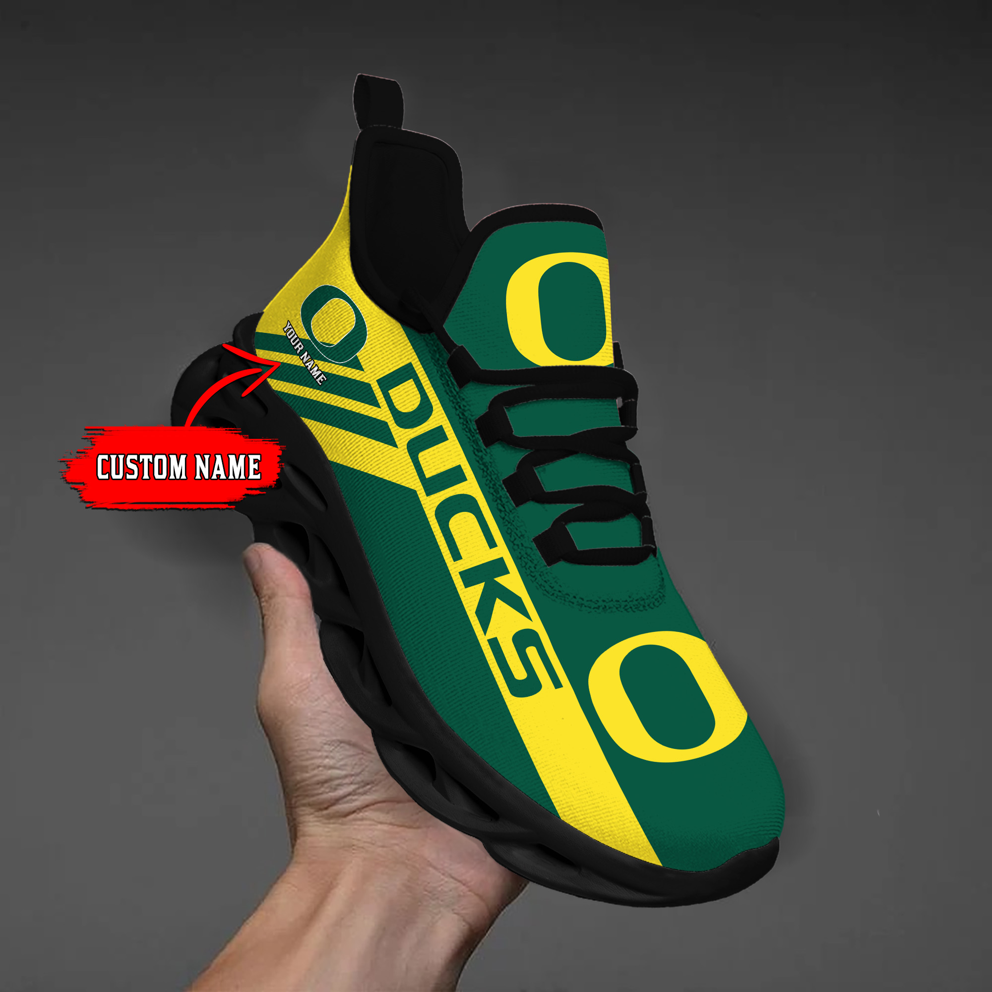 Oregon Ducks Custom Name PERSONALIZED MAX SOUL SHOES DS004