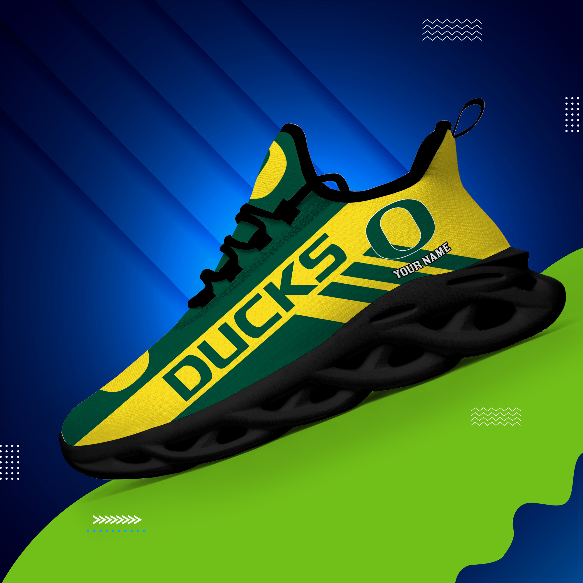 Oregon Ducks Custom Name PERSONALIZED MAX SOUL SHOES DS004