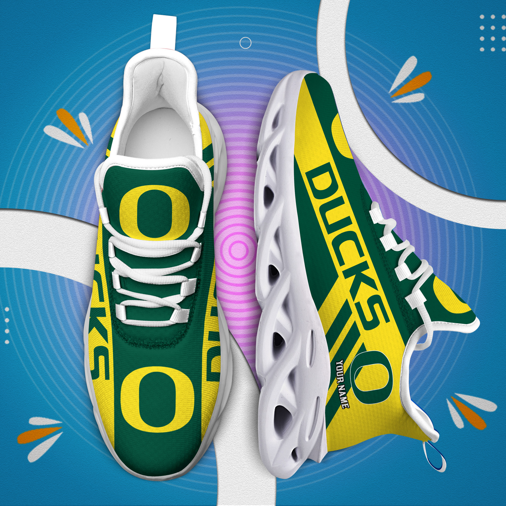 Oregon Ducks Custom Name PERSONALIZED MAX SOUL SHOES DS004