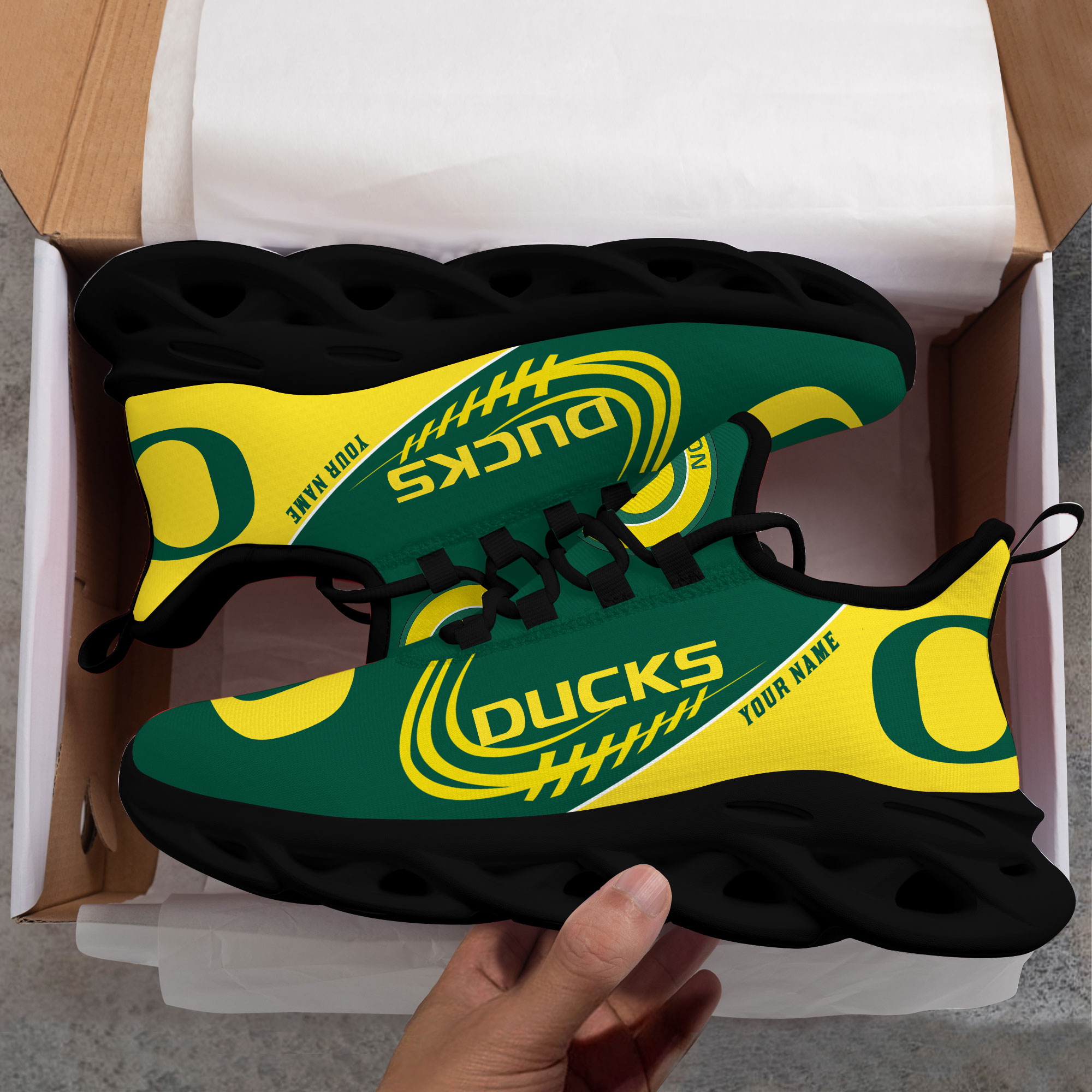 Oregon Ducks PERSONALIZED MAX SOUL SHOES T1