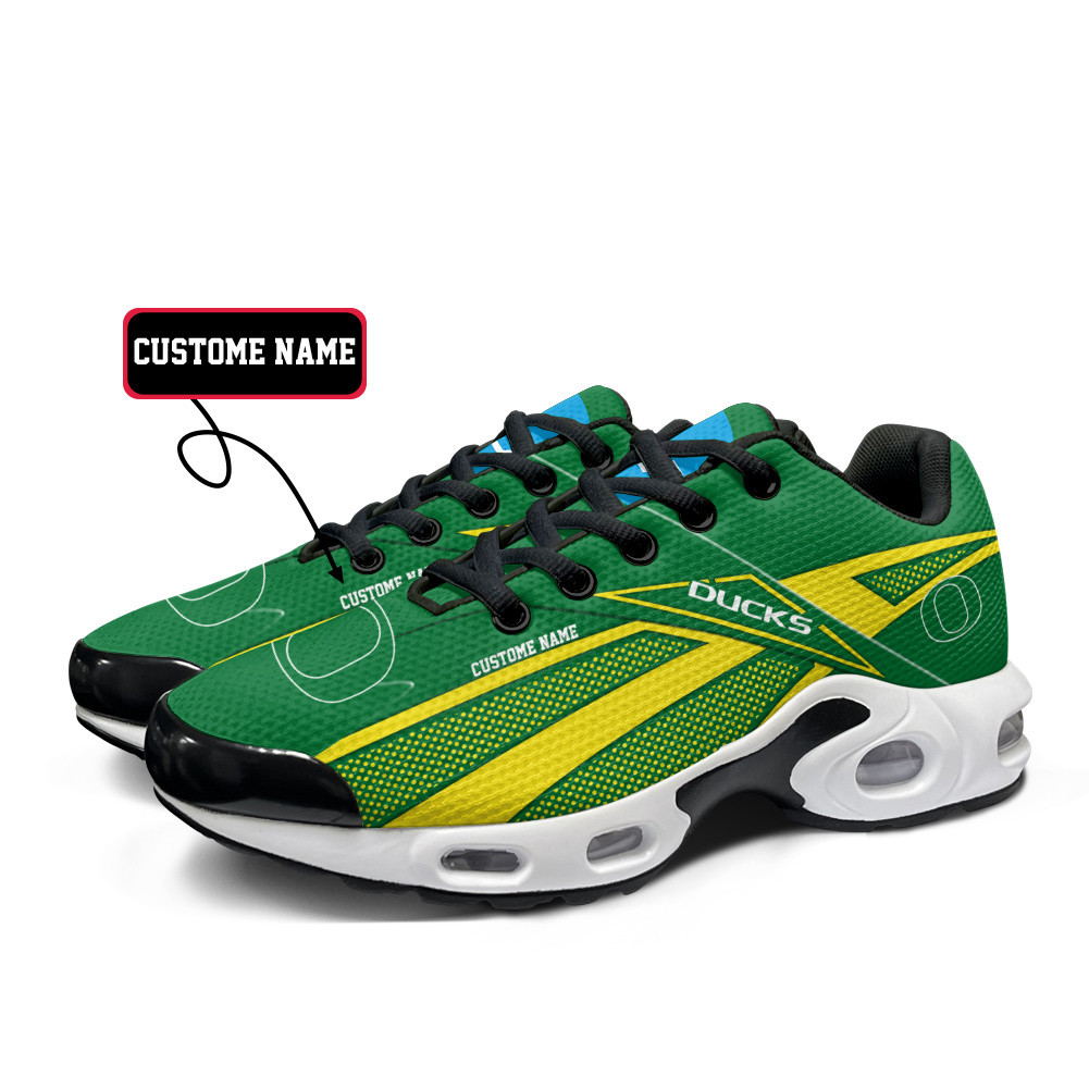 Oregon Ducks Personalized Name Team Colors Supersonic Line Pattern TN Air Max Shoes Air Cushion Sneakers