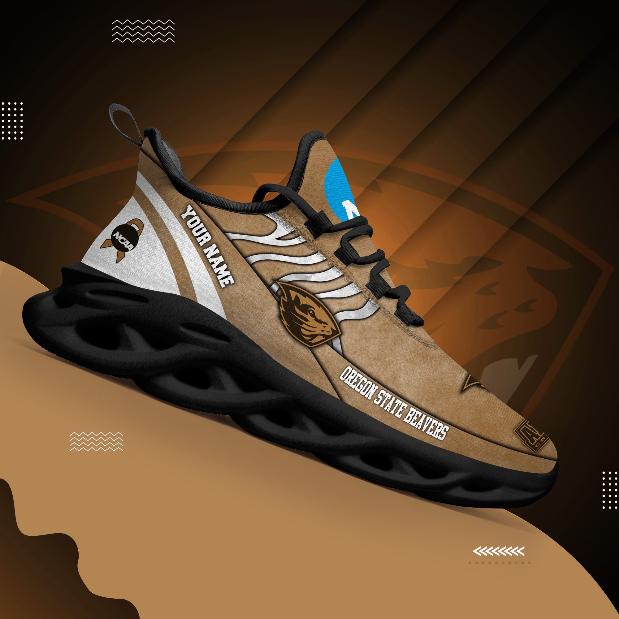 Oregon State Beavers Black Max Soul Shoes 2026 Versions Custom Your Name And Number 312