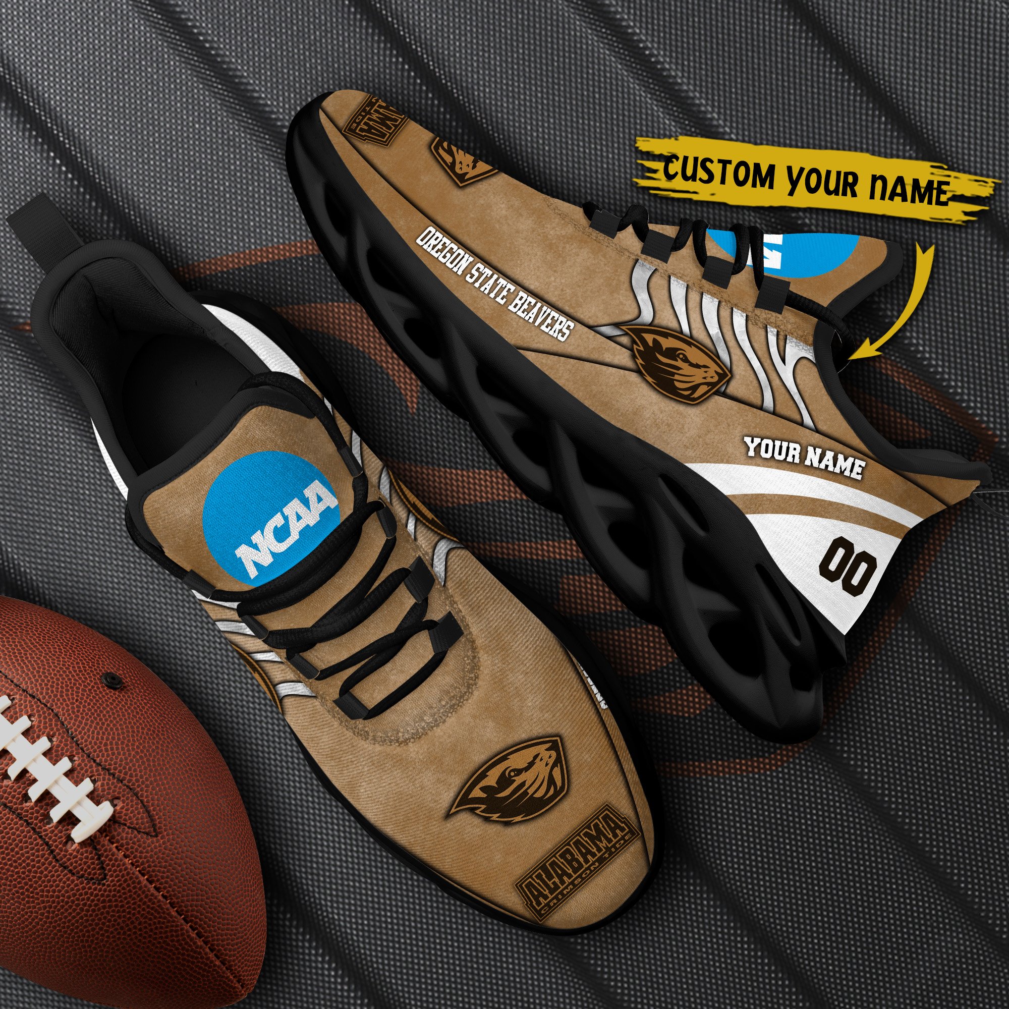 Oregon State Beavers Black Max Soul Shoes 2026 Versions Custom Your Name And Number 312