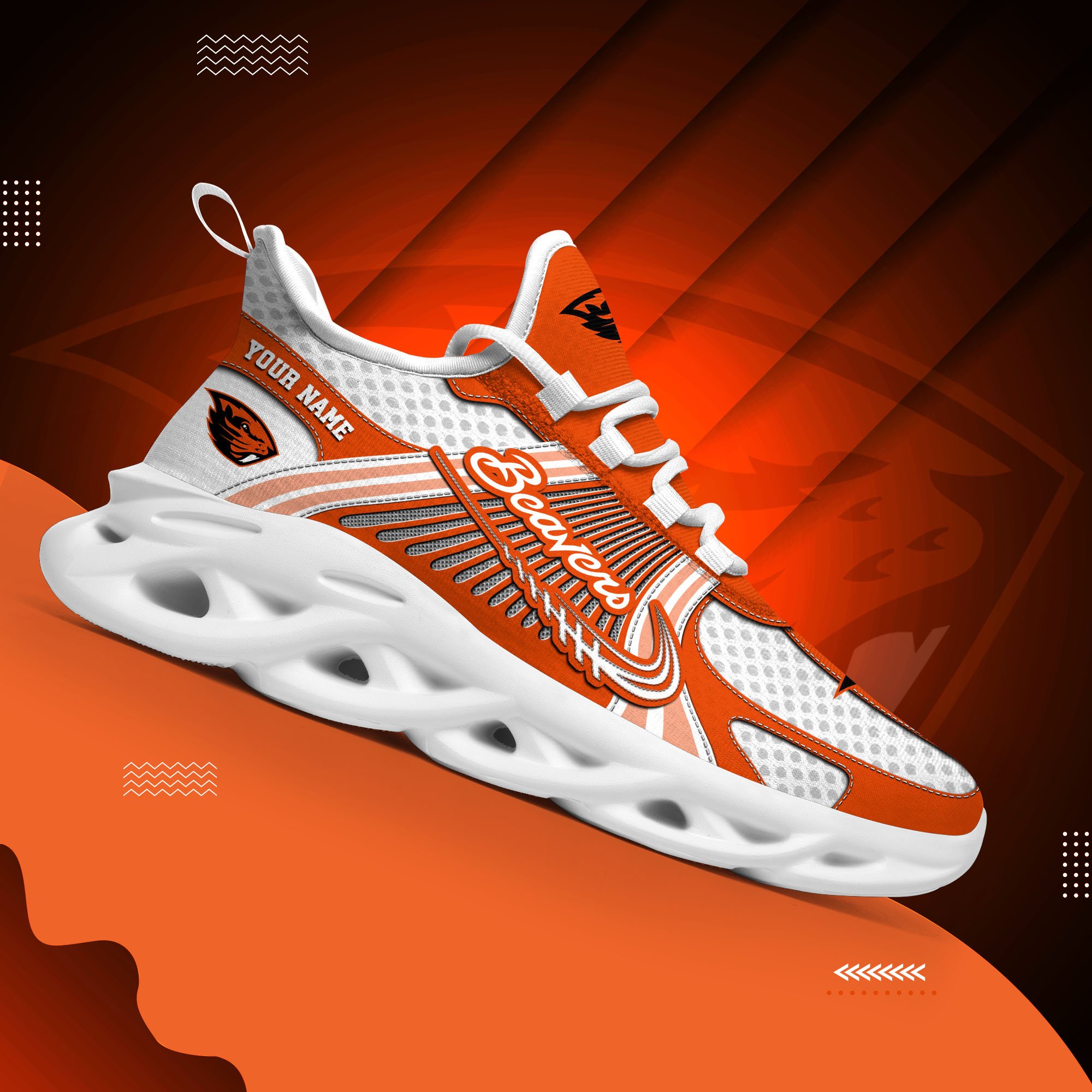 Oregon State Beavers Clunky Sneakers Custom Your Name, Sport Sneakers, Sport Gifts For Fan, Gifts For Him