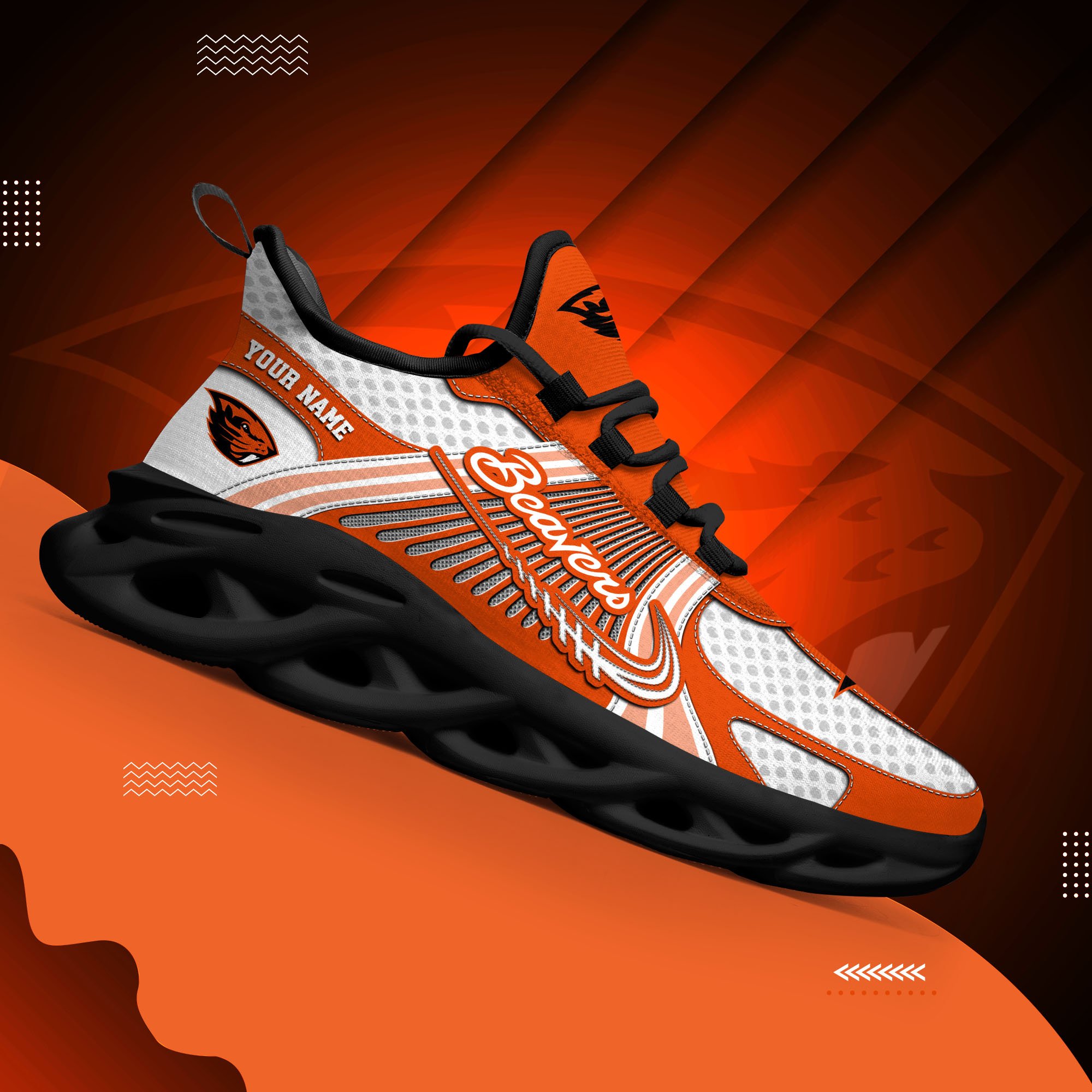 Oregon State Beavers Clunky Sneakers Custom Your Name, Sport Sneakers, Sport Gifts For Fan, Gifts For Him