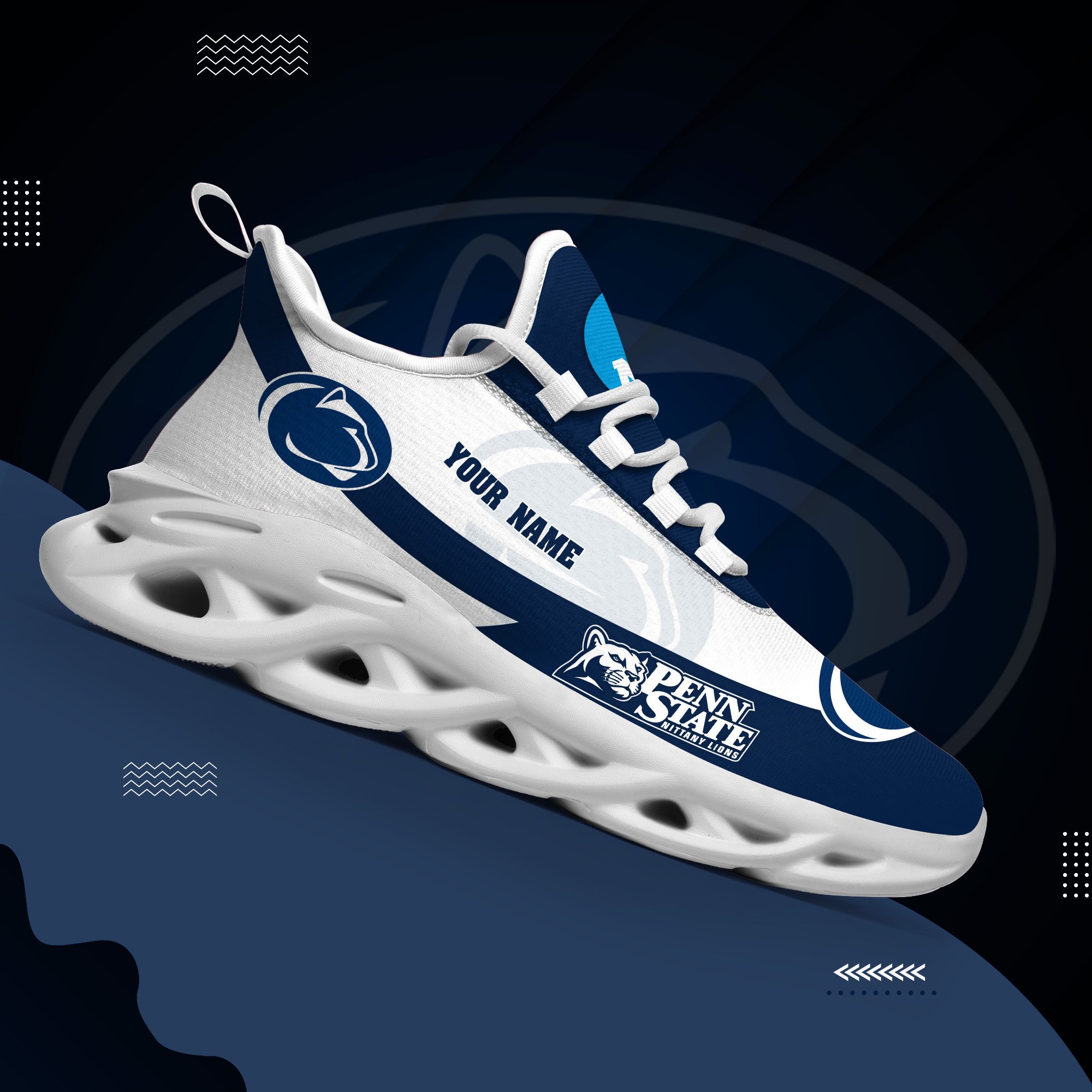 Penn State Nittany Lions White Max Soul Shoes 2026 Versions Custom Your Name, Sports Gift For Fan PH019