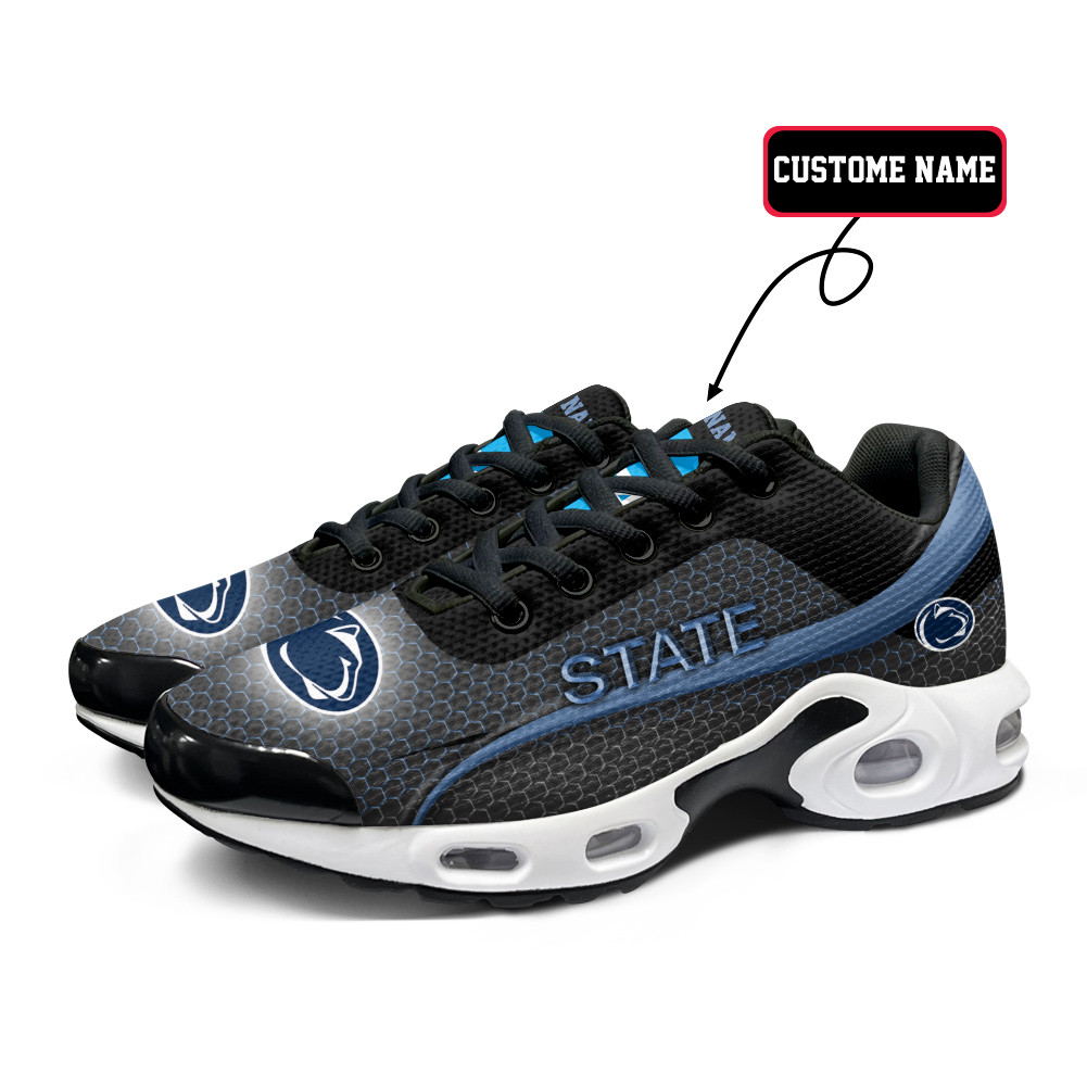 Penn State Personalized Name Team Colors Wave Line Beehive Pattern TN Air Max Shoes Air Cushion Sneakers