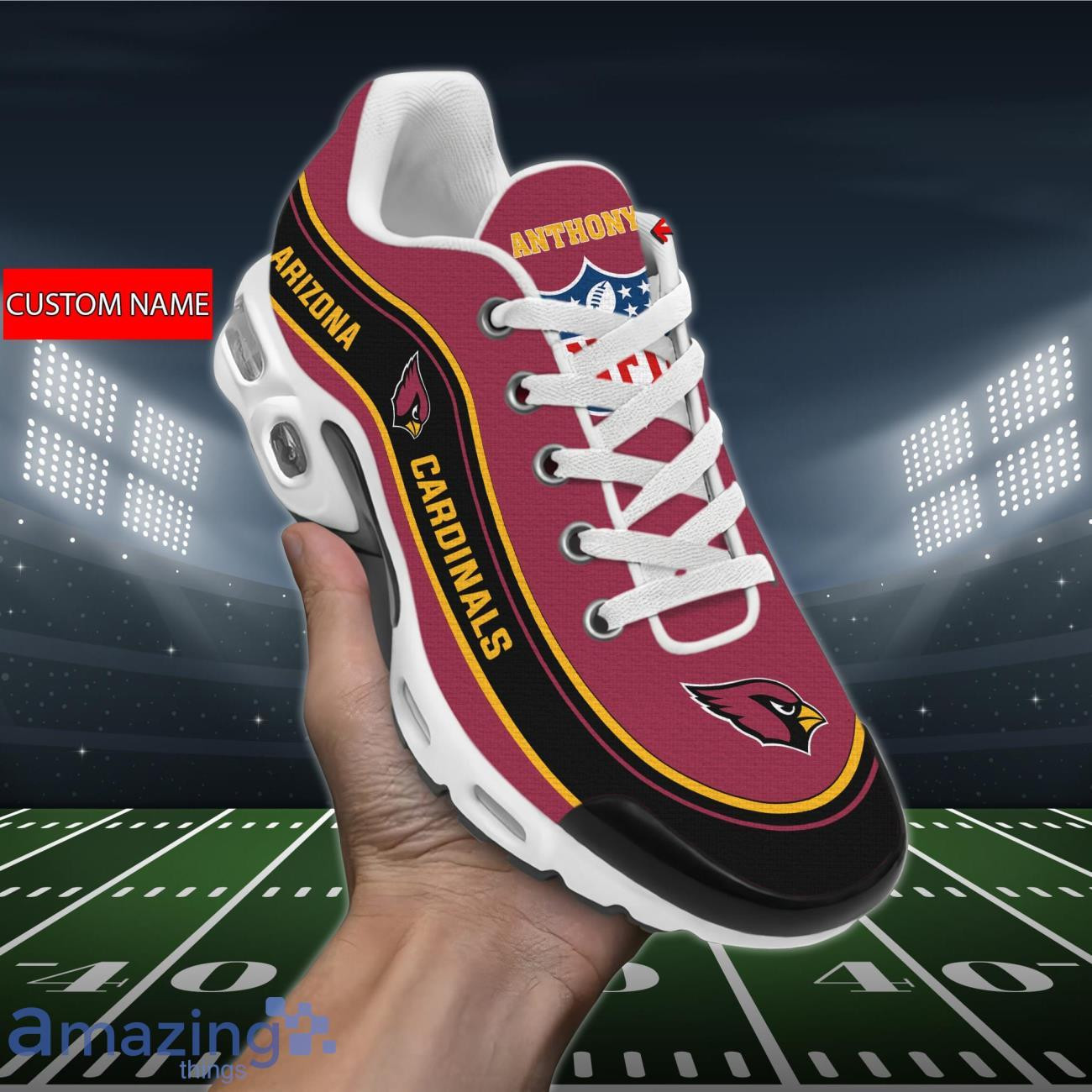 Personalized Arizona Cardinals Team Logo Team Name On Black TN Air Max Shoes Air Cushion Sneakers