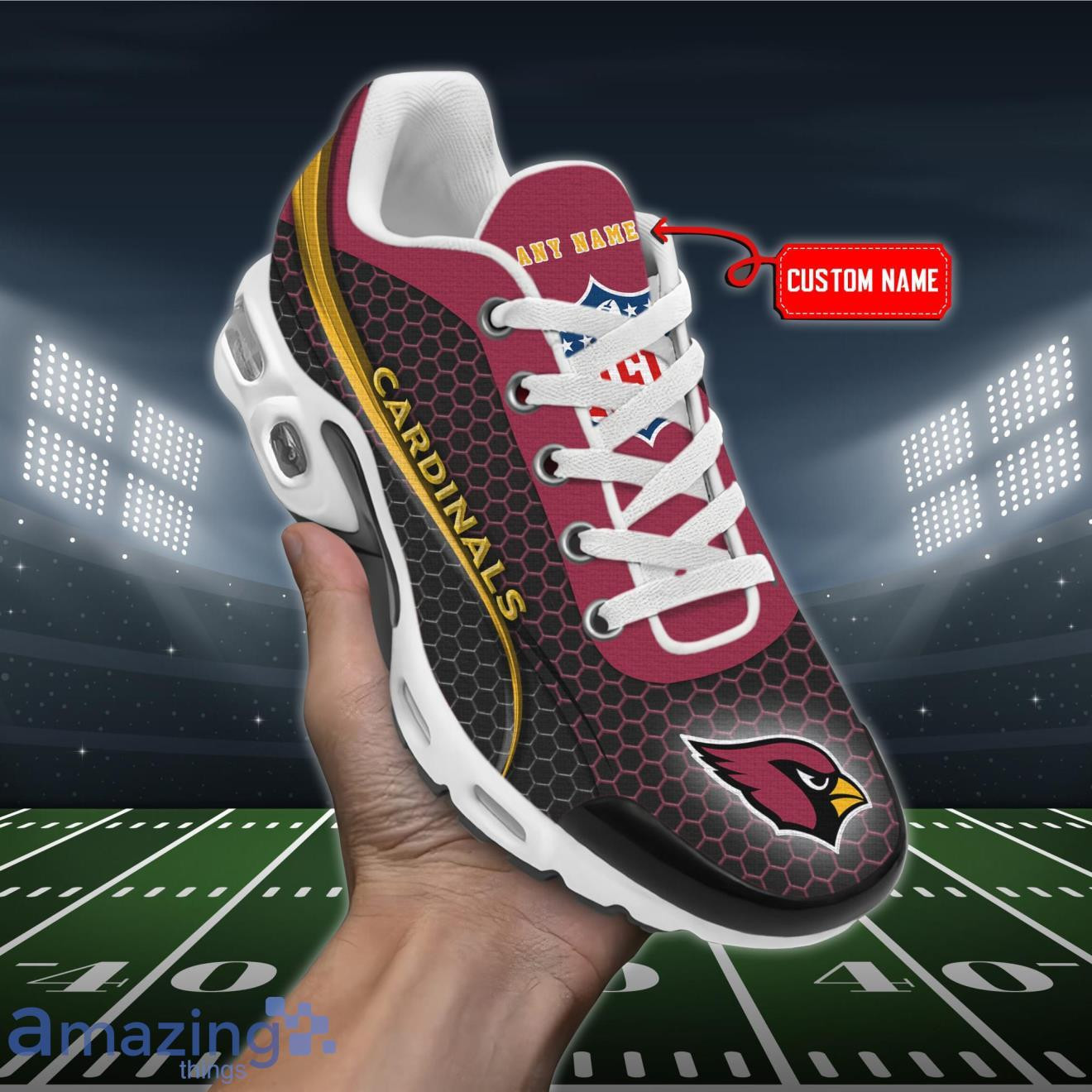 Personalized Arizona CardinalsTeam Logo Hexagon Pattern Team Color TN Air Max Shoes Air Cushion Sneakers