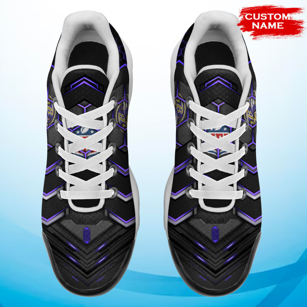 Personalized Baltimore RavensTeam Logo Team Neon Color TN Air Max Shoes Air Cushion Sneakers