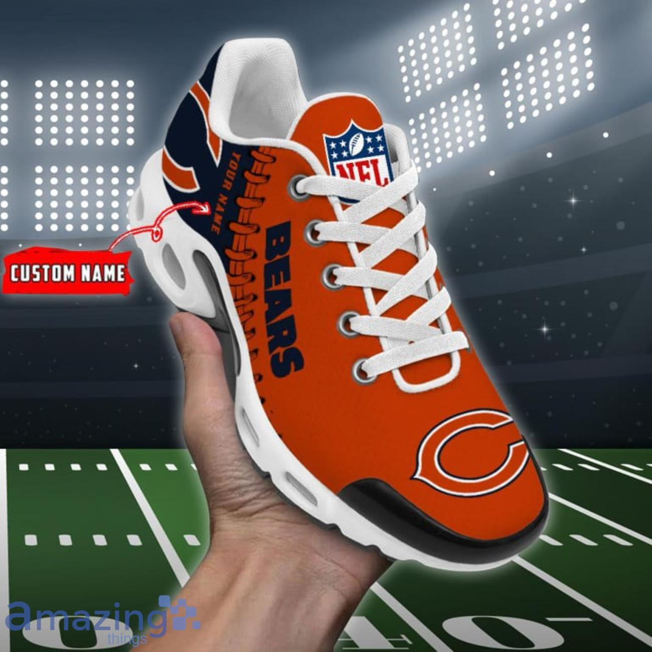 Personalized Chicago Bears Team Logo Rugby Ball Pattern TN Air Max Shoes Air Cushion Sneakers