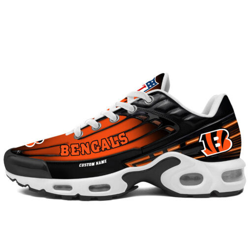 Personalized Cincinnati Bengals Black And Team Color Stripes Black TN Shoes Air Cushion Sneakers
