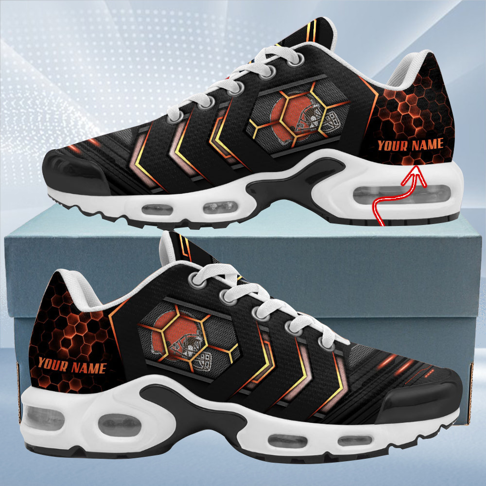 Personalized Cleveland BrownsTeam Logo Team Neon Color TN Air Max Shoes Air Cushion Sneakers