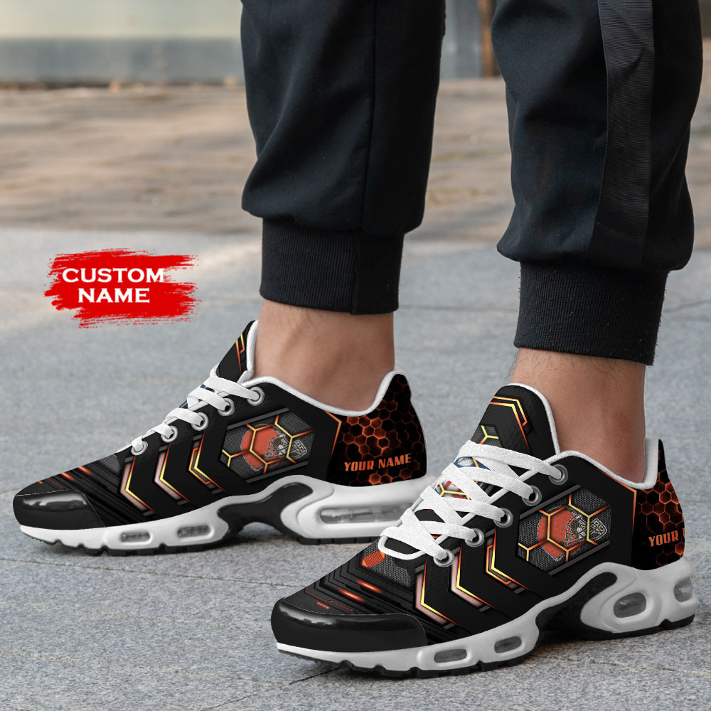 Personalized Cleveland BrownsTeam Logo Team Neon Color TN Air Max Shoes Air Cushion Sneakers