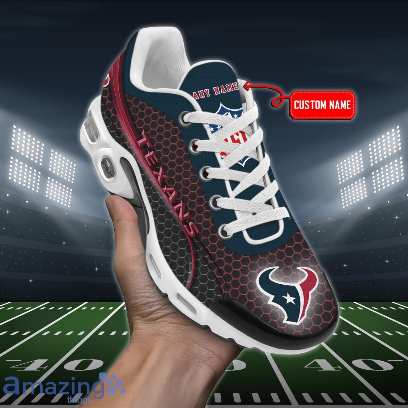 Personalized Houston Texans Team Logo Hexagon Pattern Team Color TN Shoes Air Cushion Sneakers