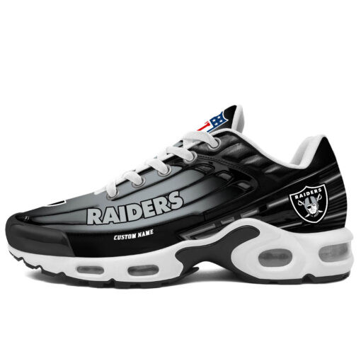 Personalized Las Vegas Raiders Black And Team Color Stripes Black TN Air Max Shoes Air Cushion Sneakers