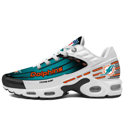 Personalized Miami Dolphins Black And Team Color Stripes White TN Shoes Air Cushion Sneakers