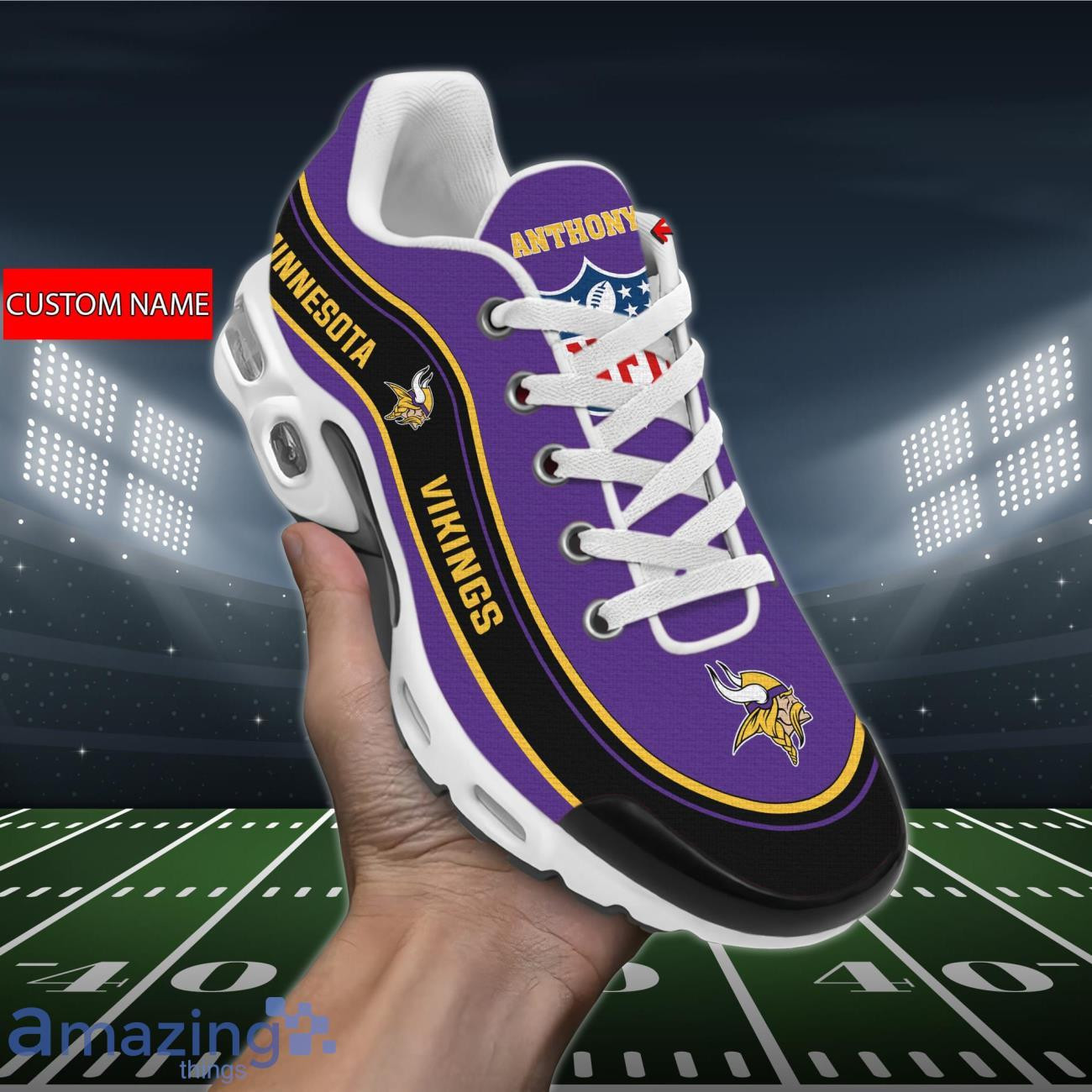 Personalized Minnesota Vikings Team Logo Team Name On Black TN Shoes Air Cushion Sneakers
