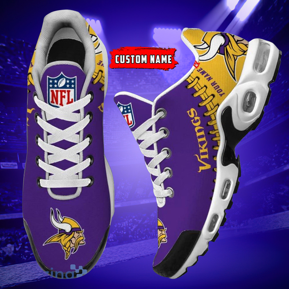 Personalized Minnesota VikingsTeam Logo Rugby Ball Pattern TN Air Max Shoes Air Cushion Sneakers