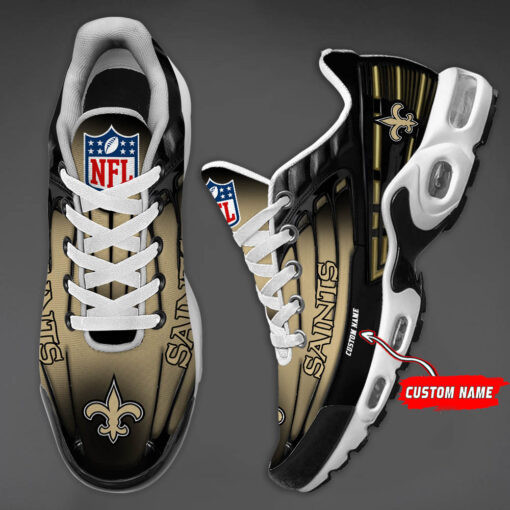 Personalized New Orleans SaintsBlack And Team Color Stripes Black TN Air Max Shoes Air Cushion Sneakers