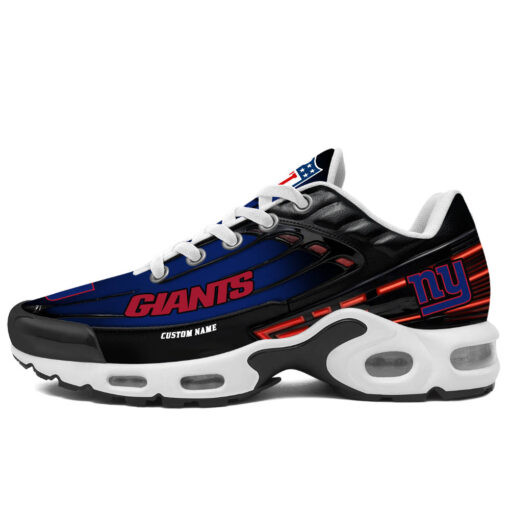 Personalized New York Giants Black And Team Color Stripes Black TN Air Max Shoes Air Cushion Sneakers